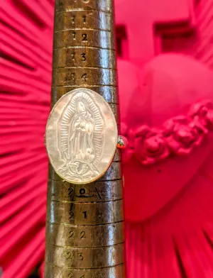 Guadalupe mother of pearl sacred heart ring
