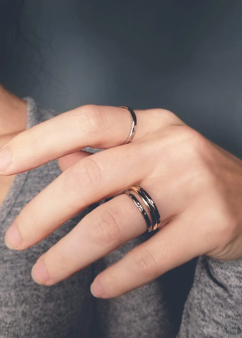 Hammered Thick Sterling Stack Ring