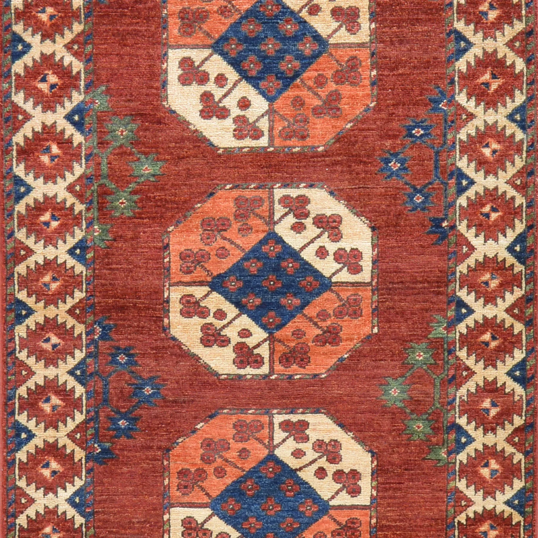 Hand-Knotted Afghan Ersari Wool Handmade Rug (Size 3.1 X 12.8) Cwral-7095