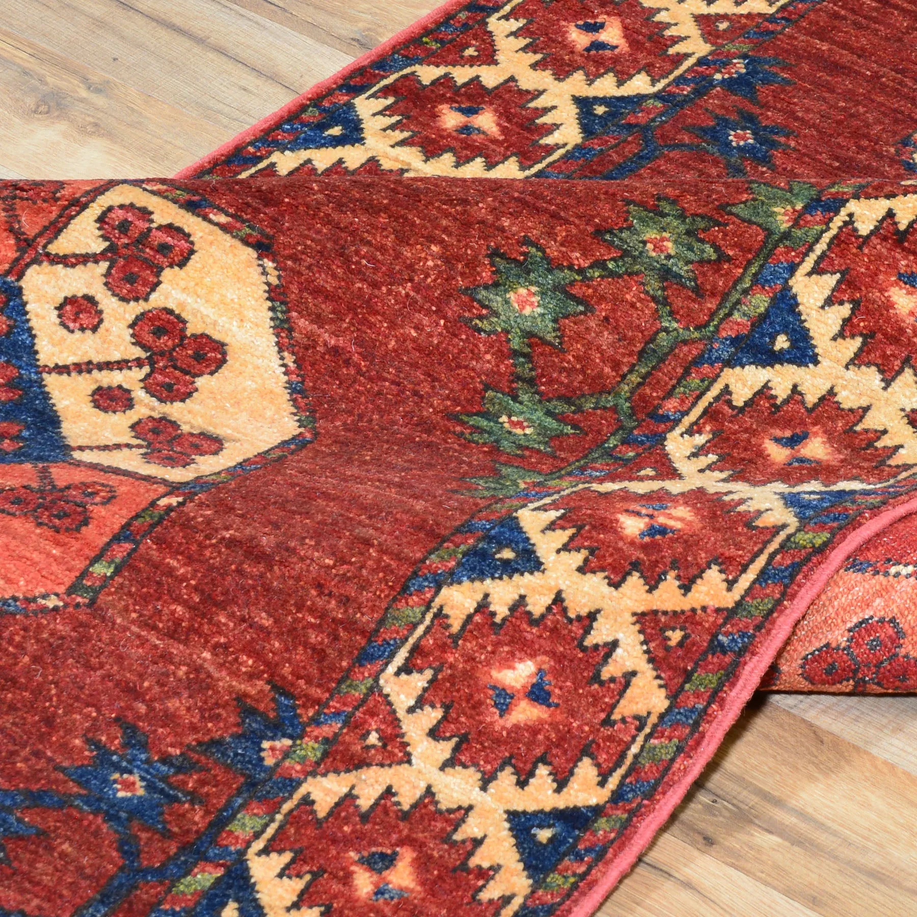Hand-Knotted Afghan Ersari Wool Handmade Rug (Size 3.1 X 12.8) Cwral-7095