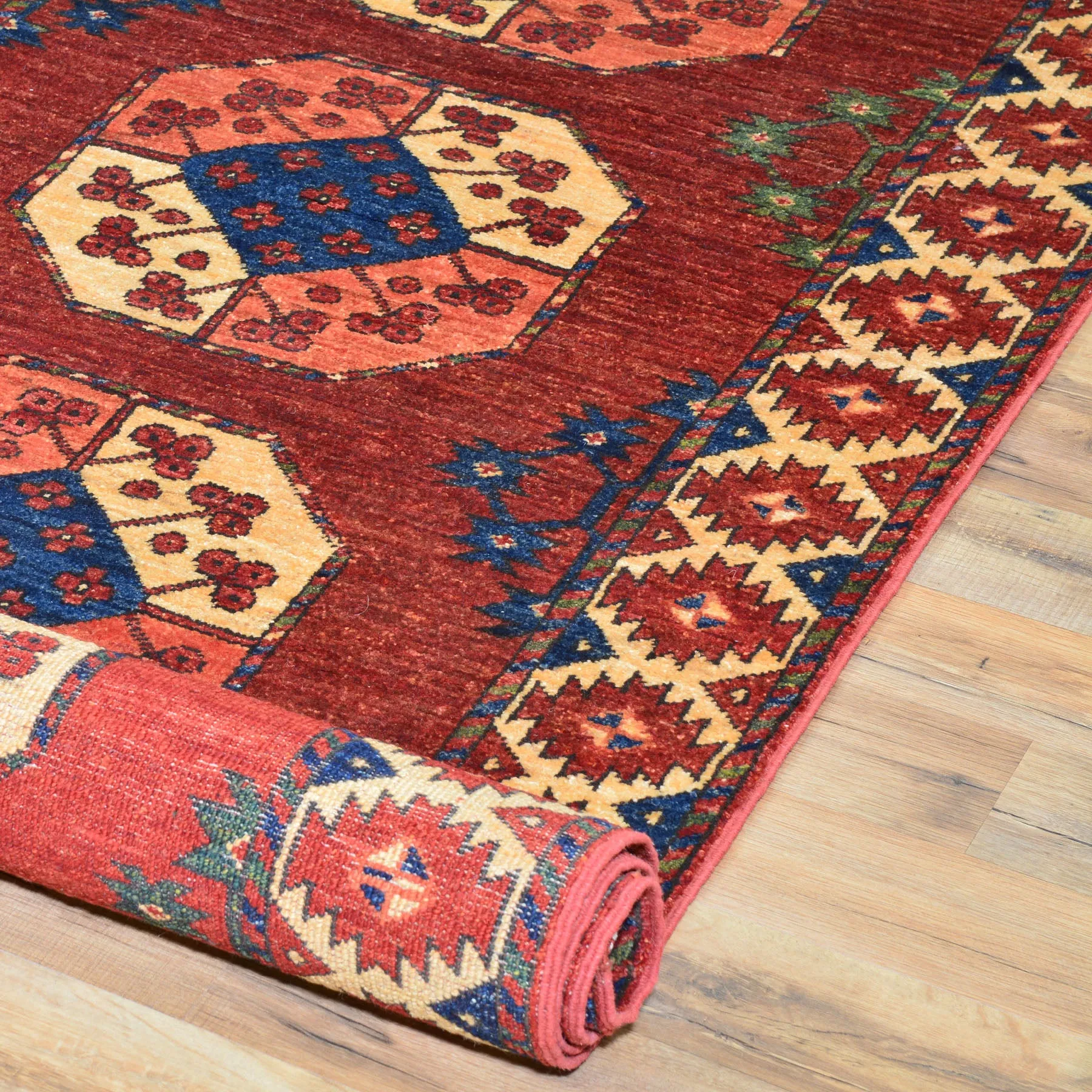 Hand-Knotted Afghan Ersari Wool Handmade Rug (Size 3.1 X 12.8) Cwral-7095