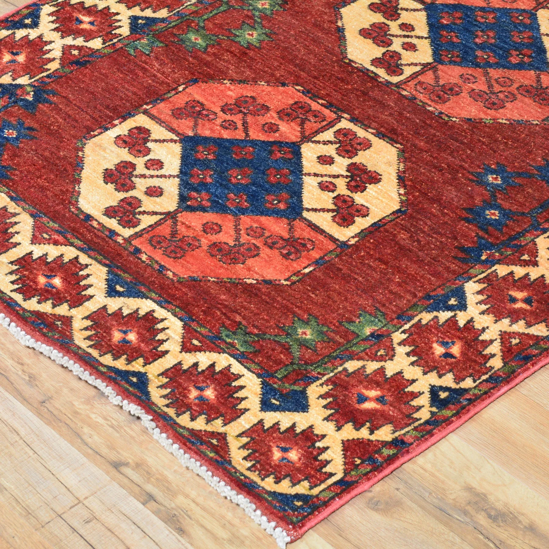 Hand-Knotted Afghan Ersari Wool Handmade Rug (Size 3.1 X 12.8) Cwral-7095