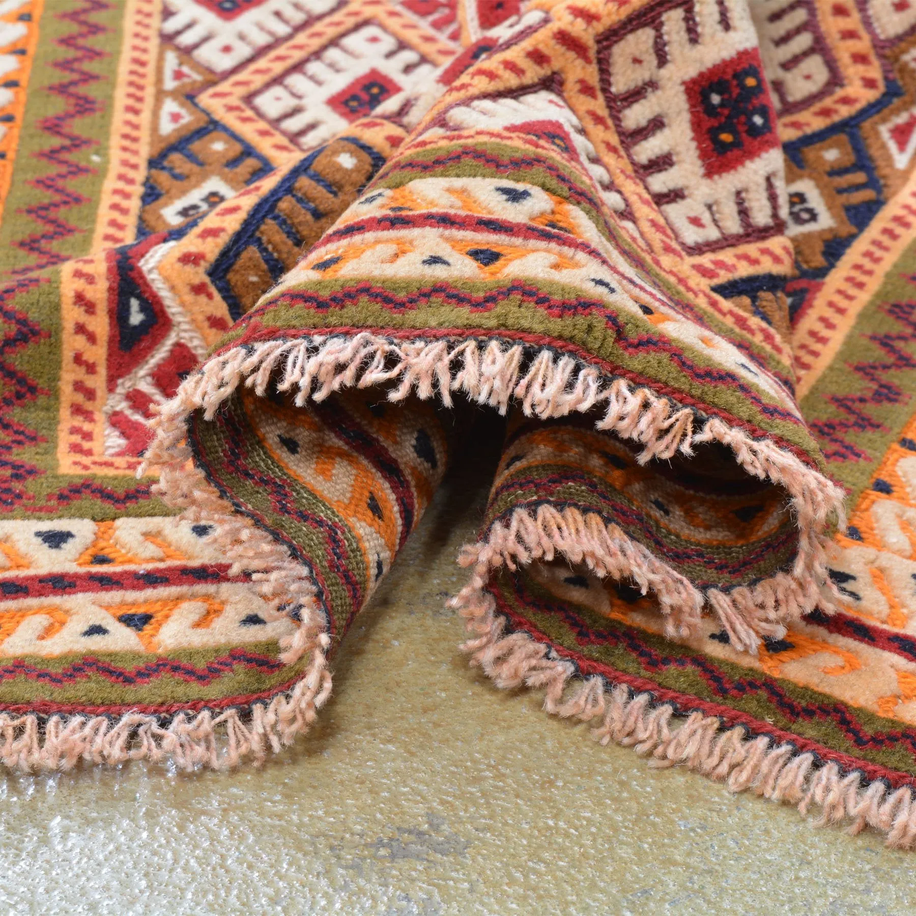 Hand-Knotted Afghan Mashwani Tribal Design Handmade Wool Rug (Size 2.9 X 4.1) Brrsf-1770