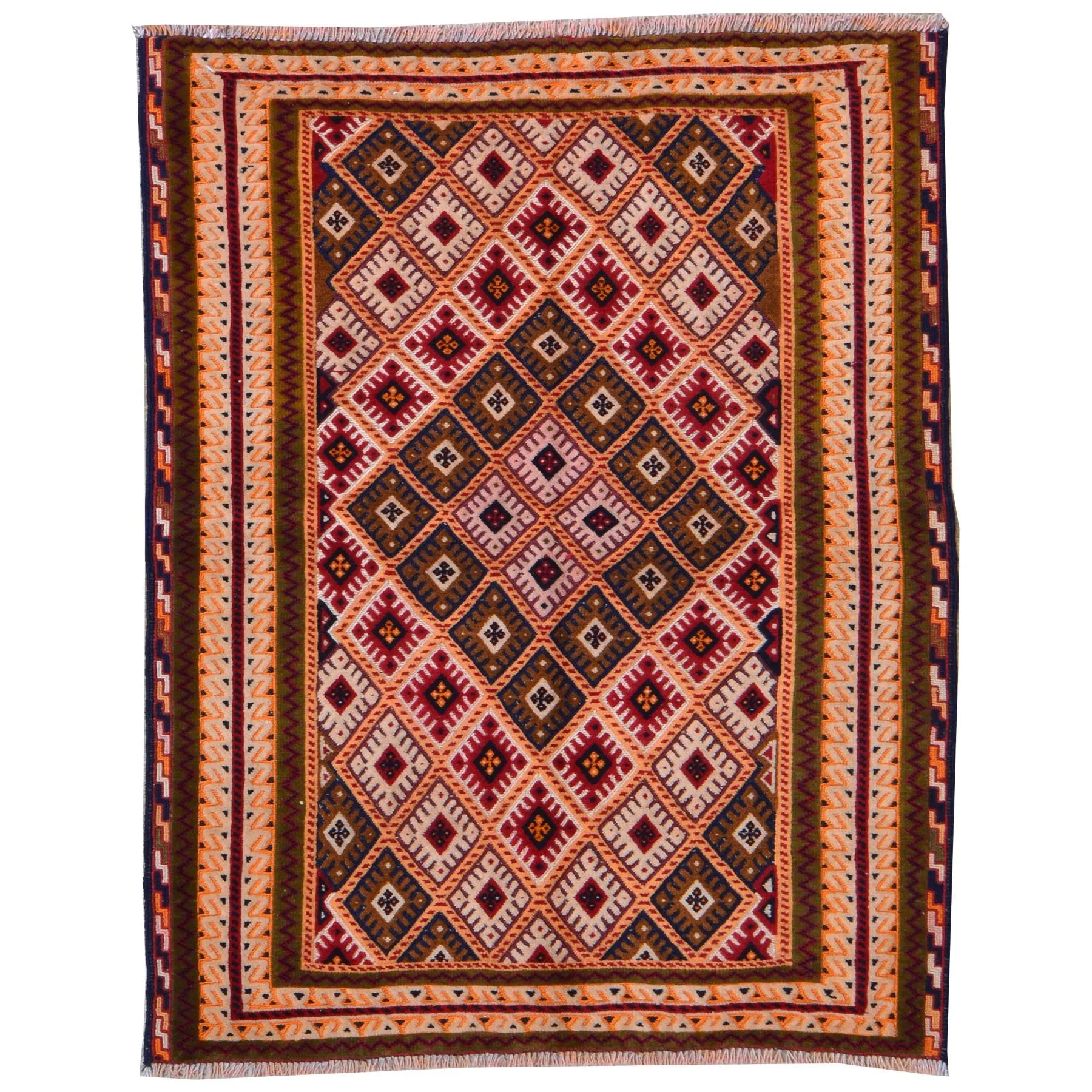 Hand-Knotted Afghan Mashwani Tribal Design Handmade Wool Rug (Size 2.9 X 4.1) Brrsf-1770