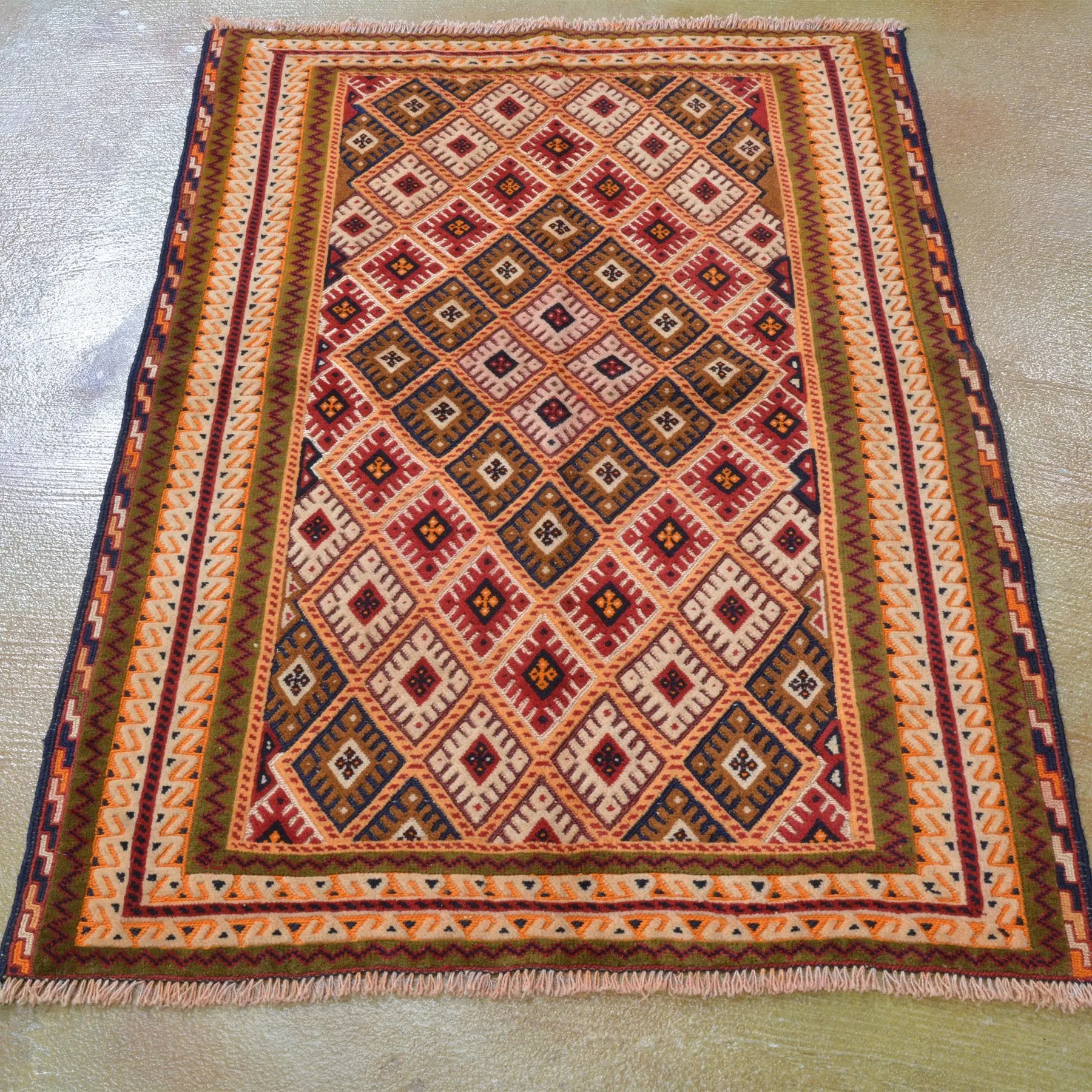Hand-Knotted Afghan Mashwani Tribal Design Handmade Wool Rug (Size 2.9 X 4.1) Brrsf-1770