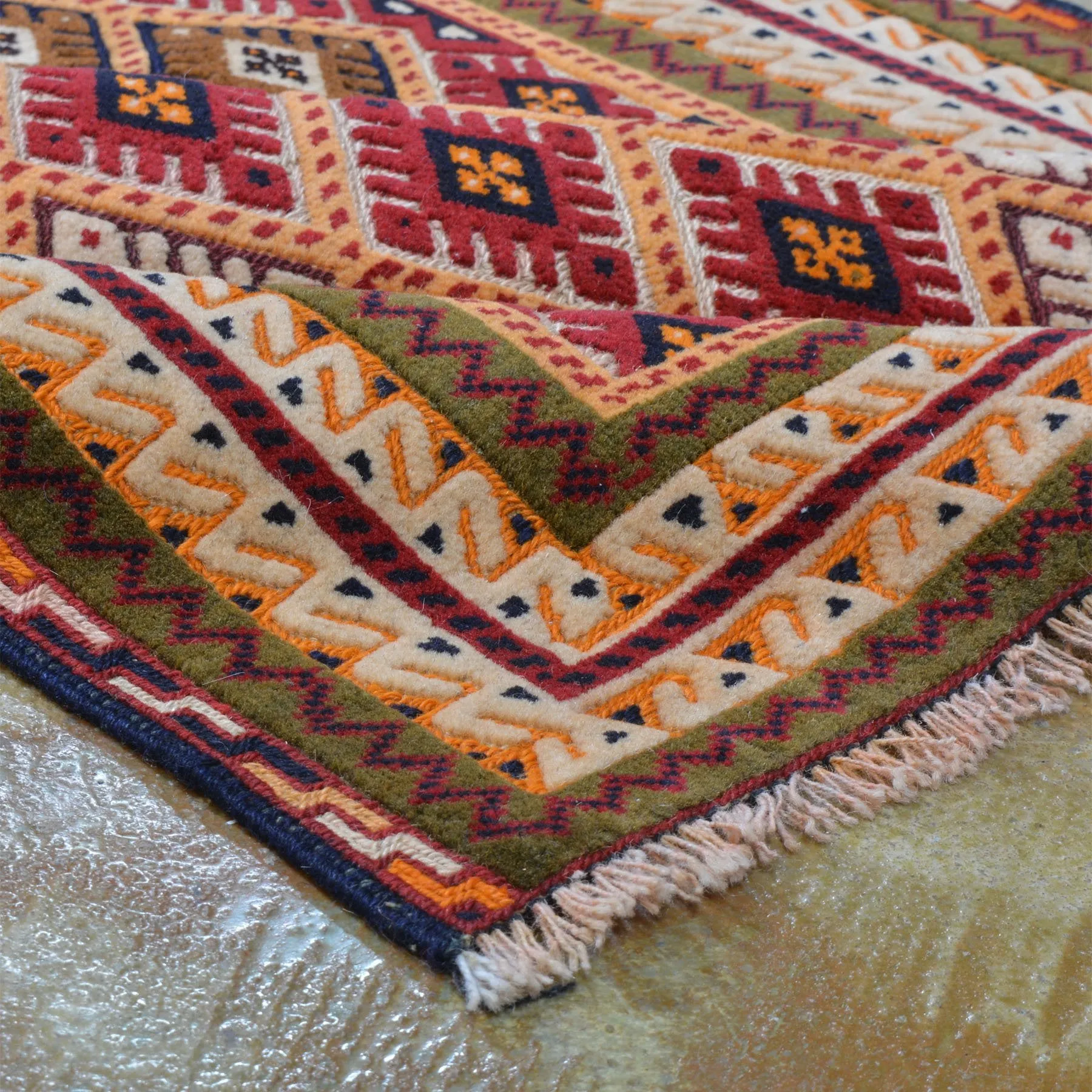 Hand-Knotted Afghan Mashwani Tribal Design Handmade Wool Rug (Size 2.9 X 4.1) Brrsf-1770