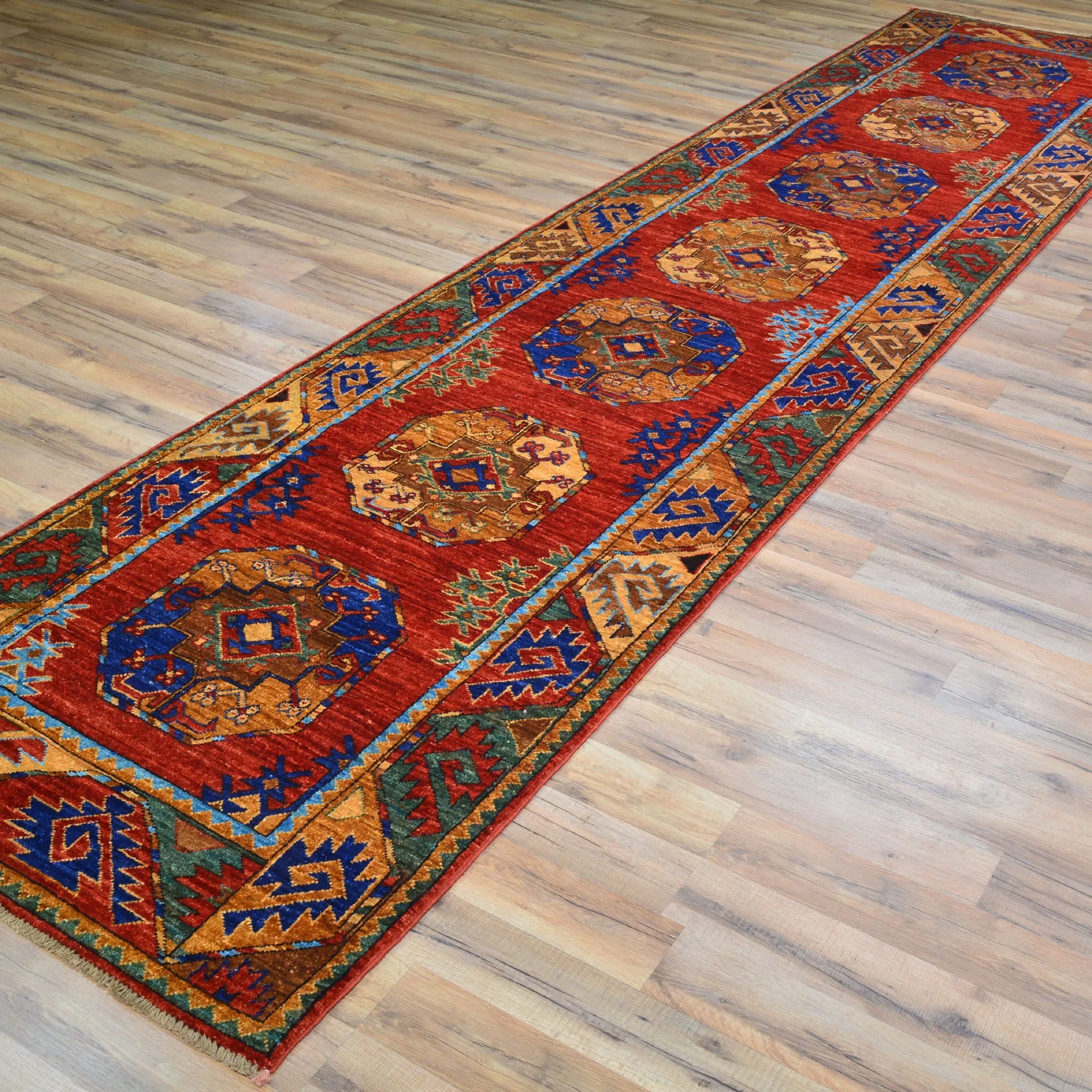 Hand-Knotted Afghan Tribal Wool Handmade Rug (Size 2.10 X 12.9) Cwral-8751