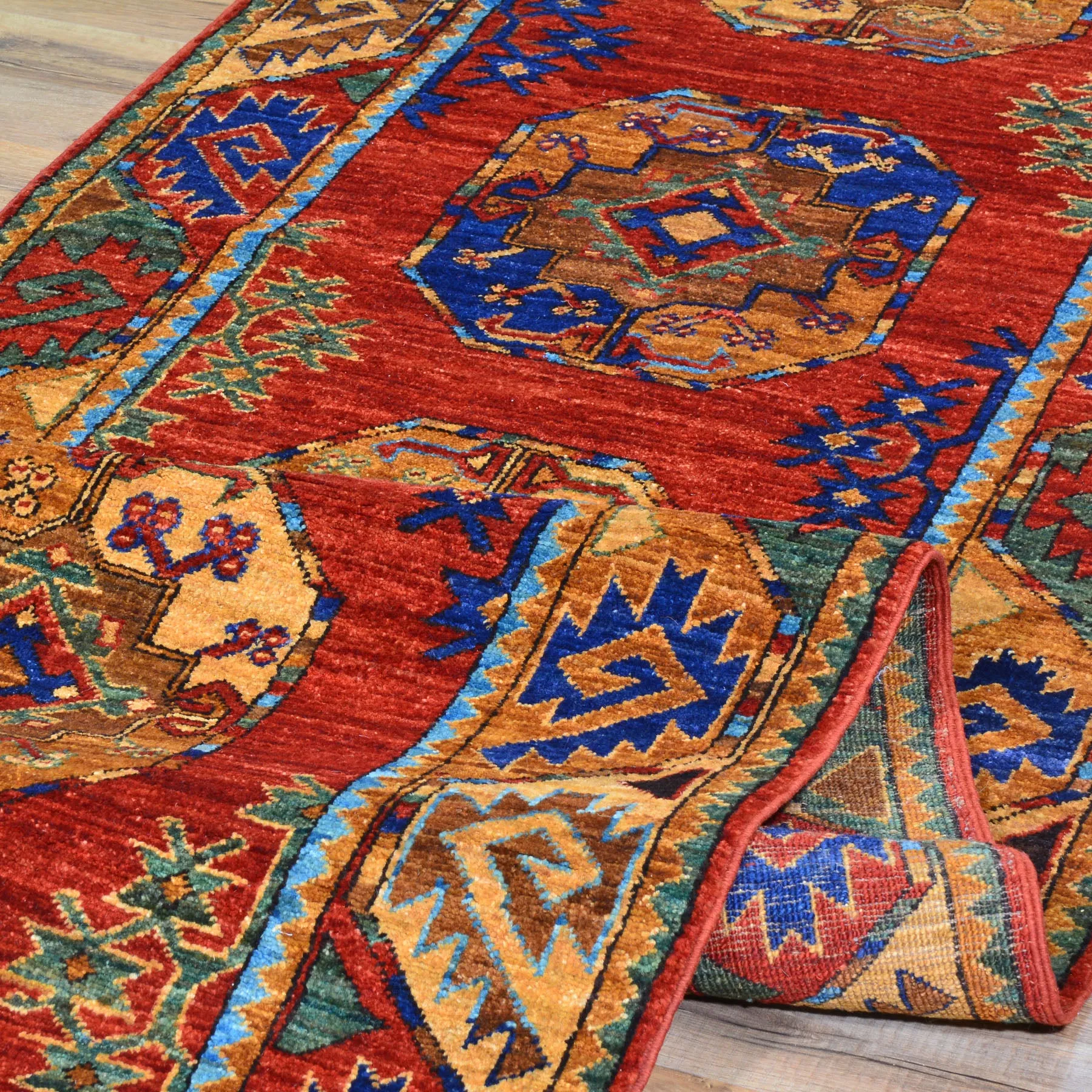 Hand-Knotted Afghan Tribal Wool Handmade Rug (Size 2.10 X 12.9) Cwral-8751