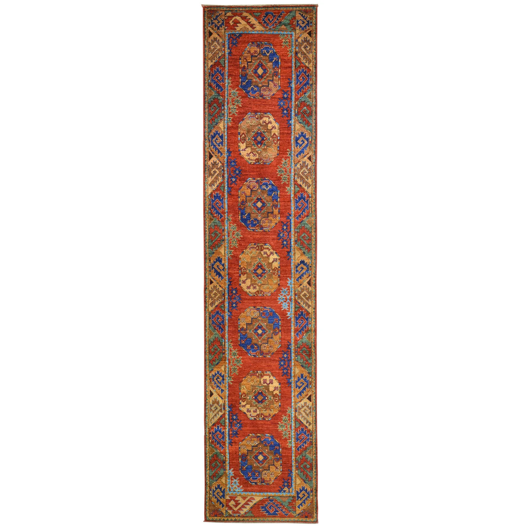 Hand-Knotted Afghan Tribal Wool Handmade Rug (Size 2.10 X 12.9) Cwral-8751