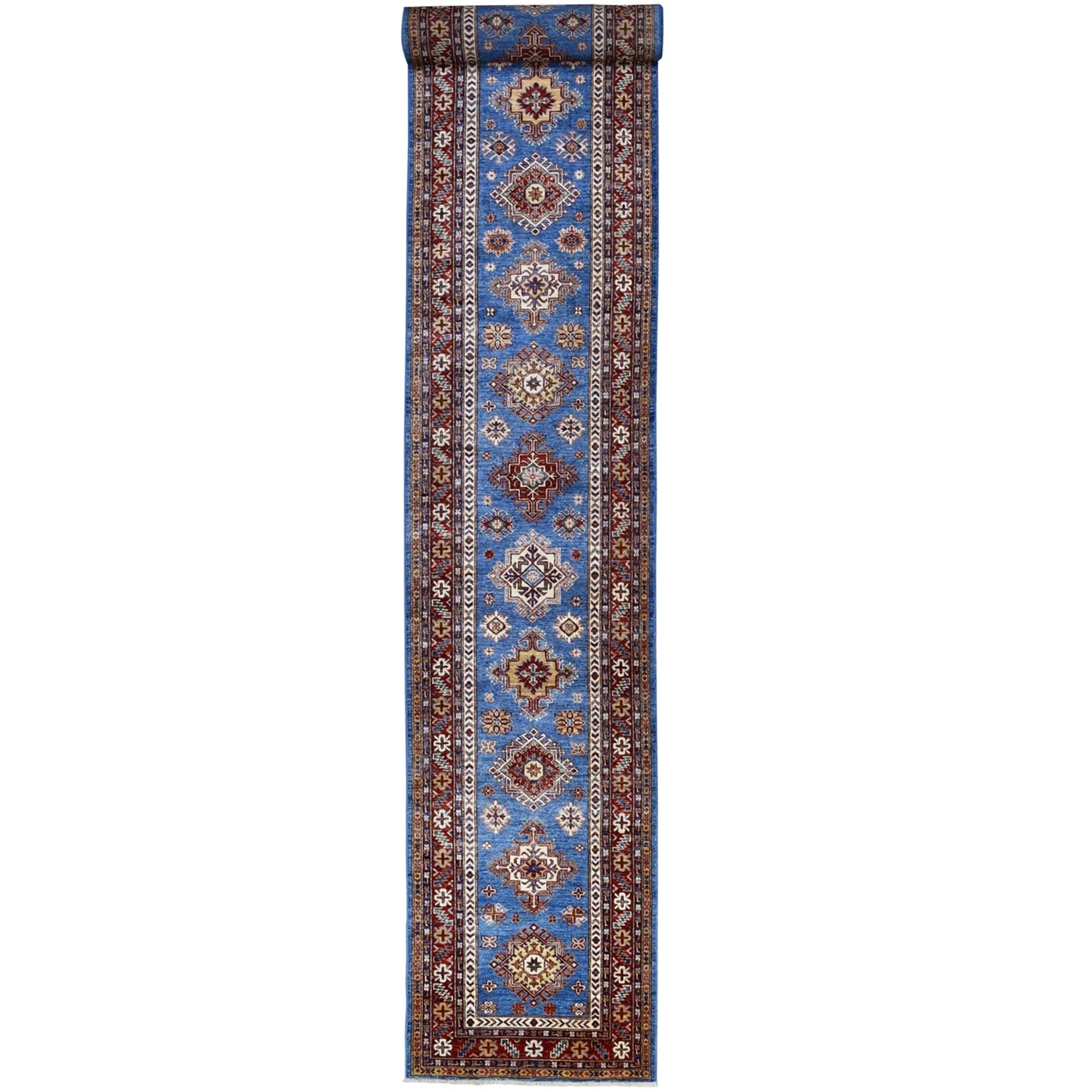 Hand-Knotted Caucasian Super Kazak Design Handmade Wool Rug (Size 3.0 X 26.8) Cwral-8976