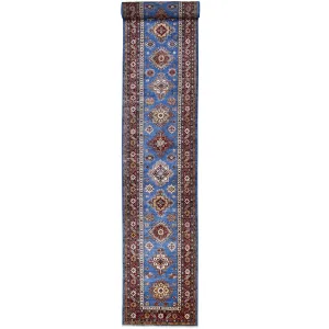 Hand-Knotted Caucasian Super Kazak Design Handmade Wool Rug (Size 3.0 X 26.8) Cwral-8976
