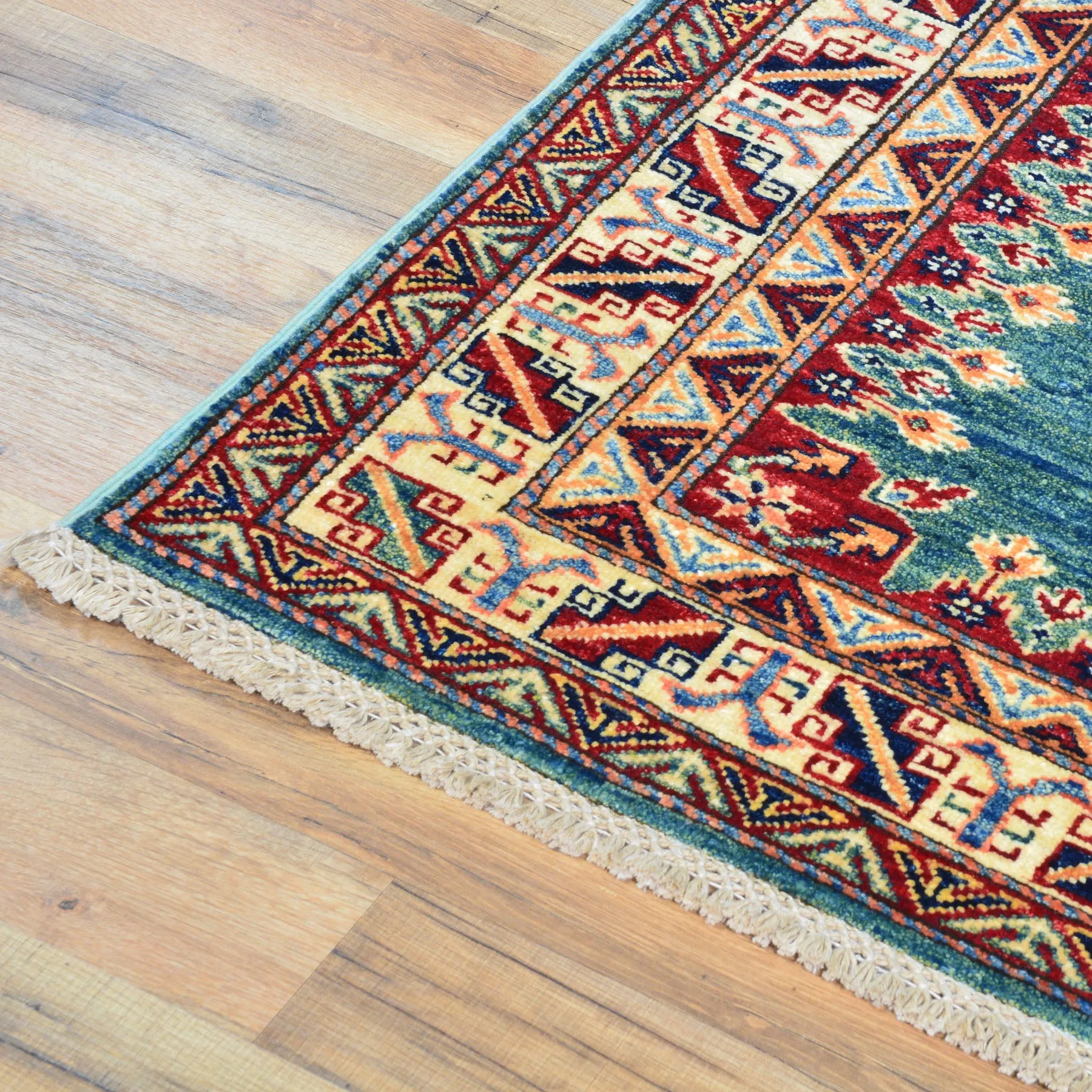 Hand-Knotted Caucasian Super Kazak Design Rug 100% Wool (Size 2.9 X 9.11) Cwrsf-1902