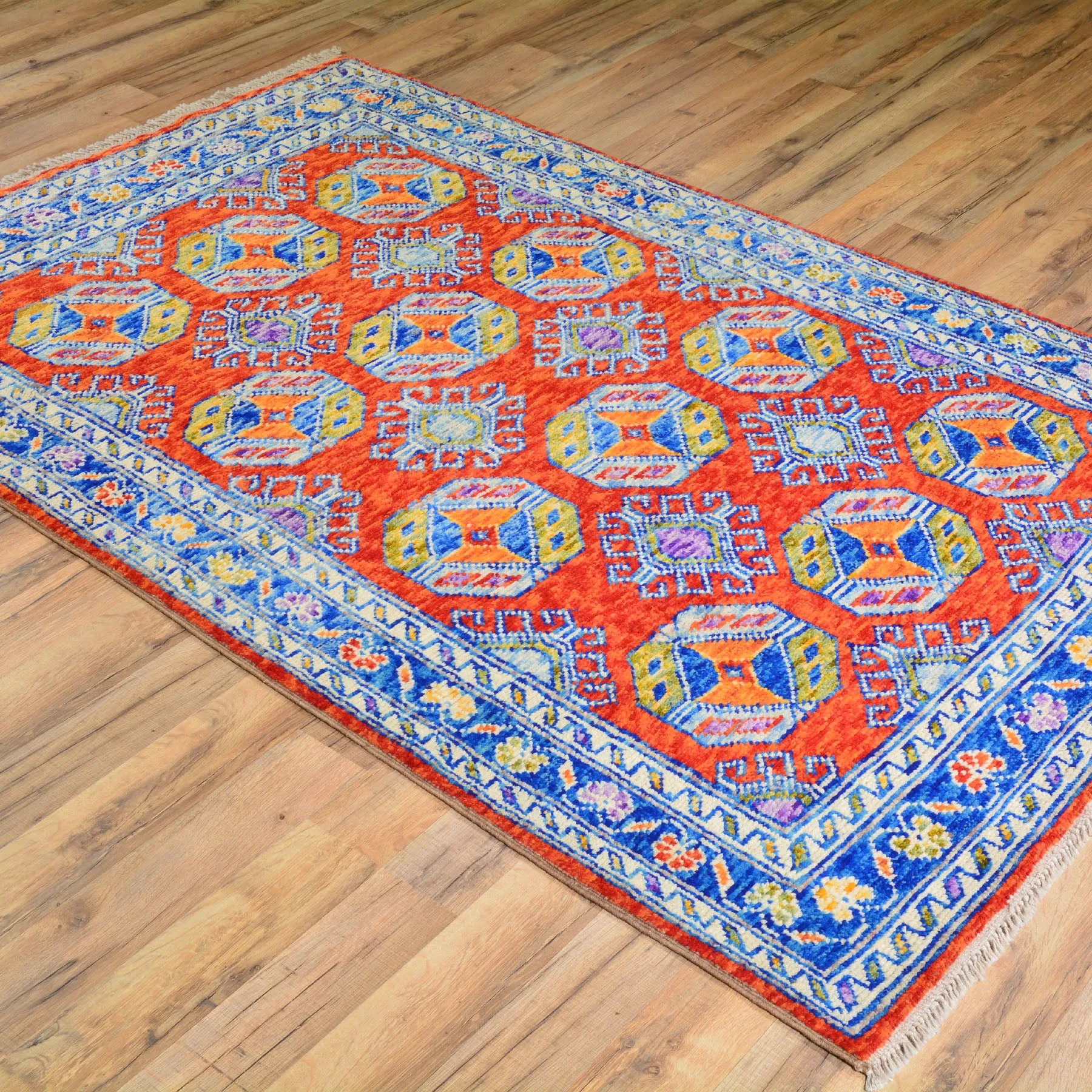 Hand-Knotted Ersari Design Handmade Wool Rug (Size 4.1 X 6.2) Cwral-7119