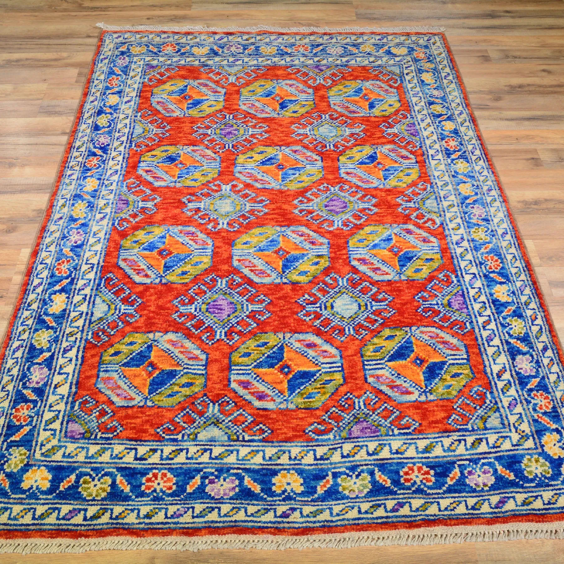 Hand-Knotted Ersari Design Handmade Wool Rug (Size 4.1 X 6.2) Cwral-7119