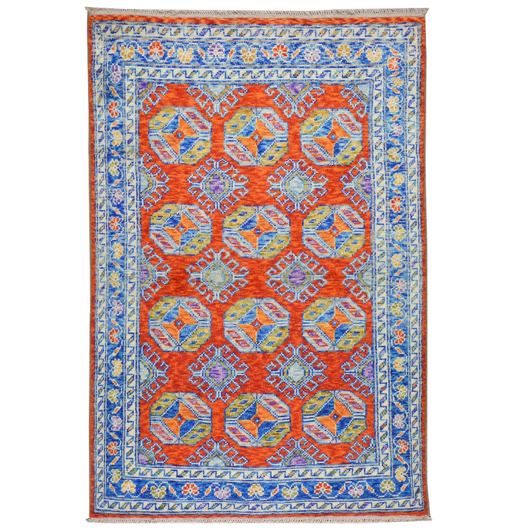 Hand-Knotted Ersari Design Handmade Wool Rug (Size 4.1 X 6.2) Cwral-7119