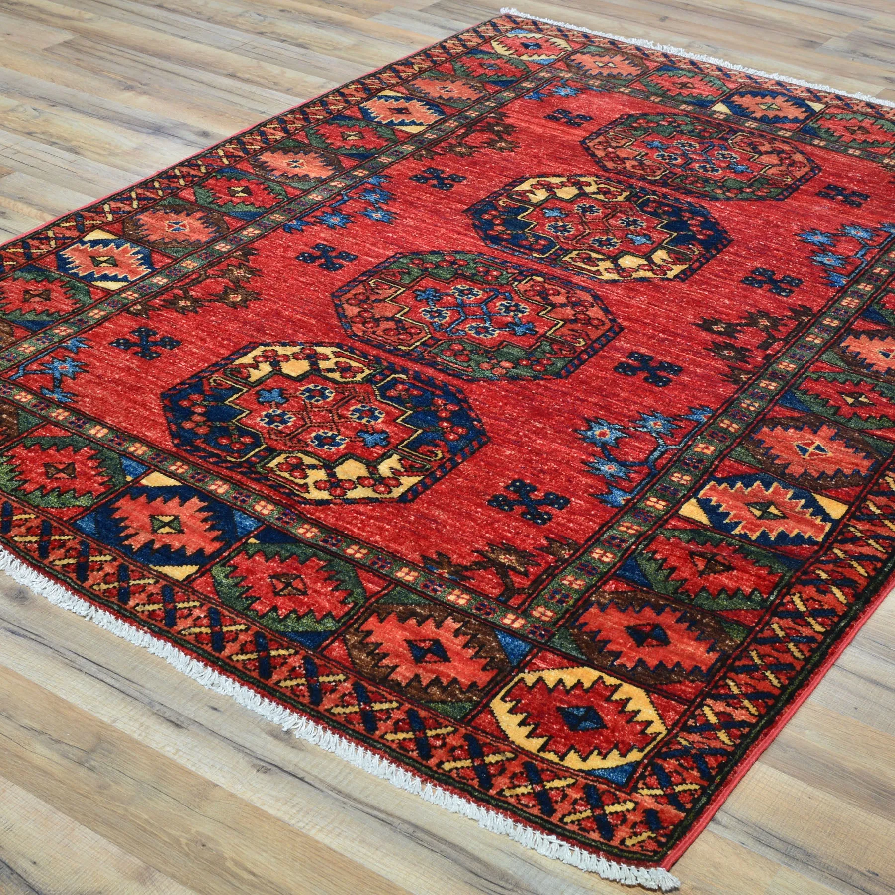 Hand-Knotted Ersari Elephant Feet Design Handmade Wool Rug (Size 4.0 X 5.8) Cwral-8127