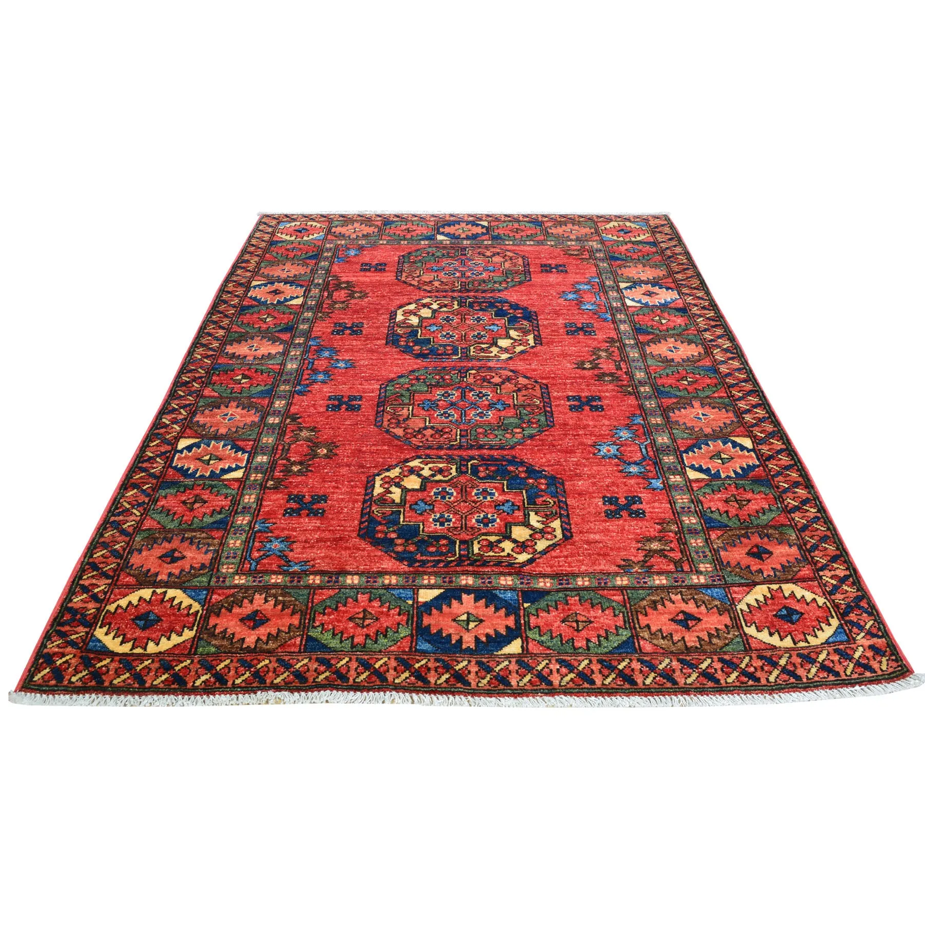Hand-Knotted Ersari Elephant Feet Design Handmade Wool Rug (Size 4.0 X 5.8) Cwral-8127