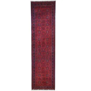 Hand-Knotted Fine Afghan Turkamon Design Handmade 100% Wool Rug (Size 4.3 X 15.10) Brral-4842