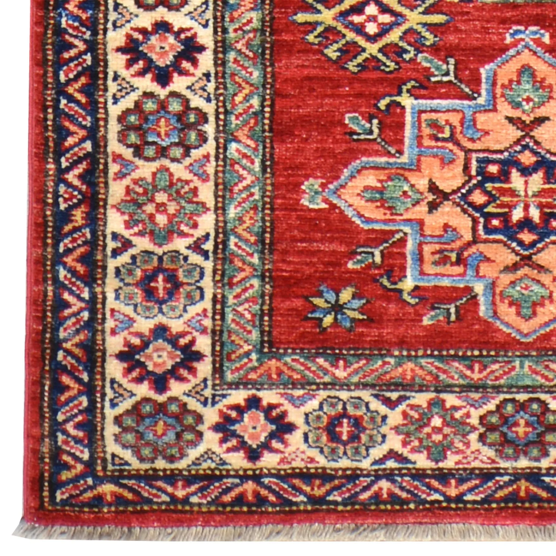 Hand-Knotted Fine Caucasian Design Super Kazak 100% Wool Rug (Size 2.7 X 8.9) Brral-1545
