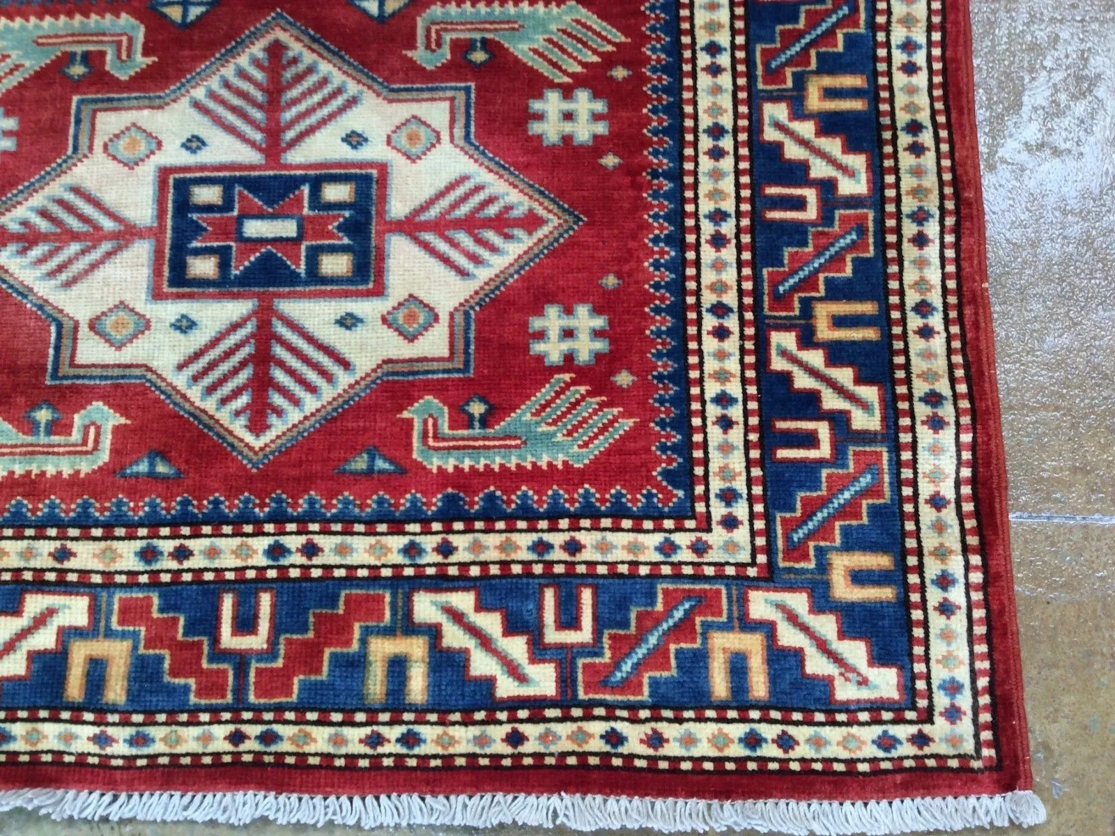 Hand-Knotted Fine Kazak Rug Geometric Handmade 100% Wool (Size 2.8 X 10.0) Brrsf-177