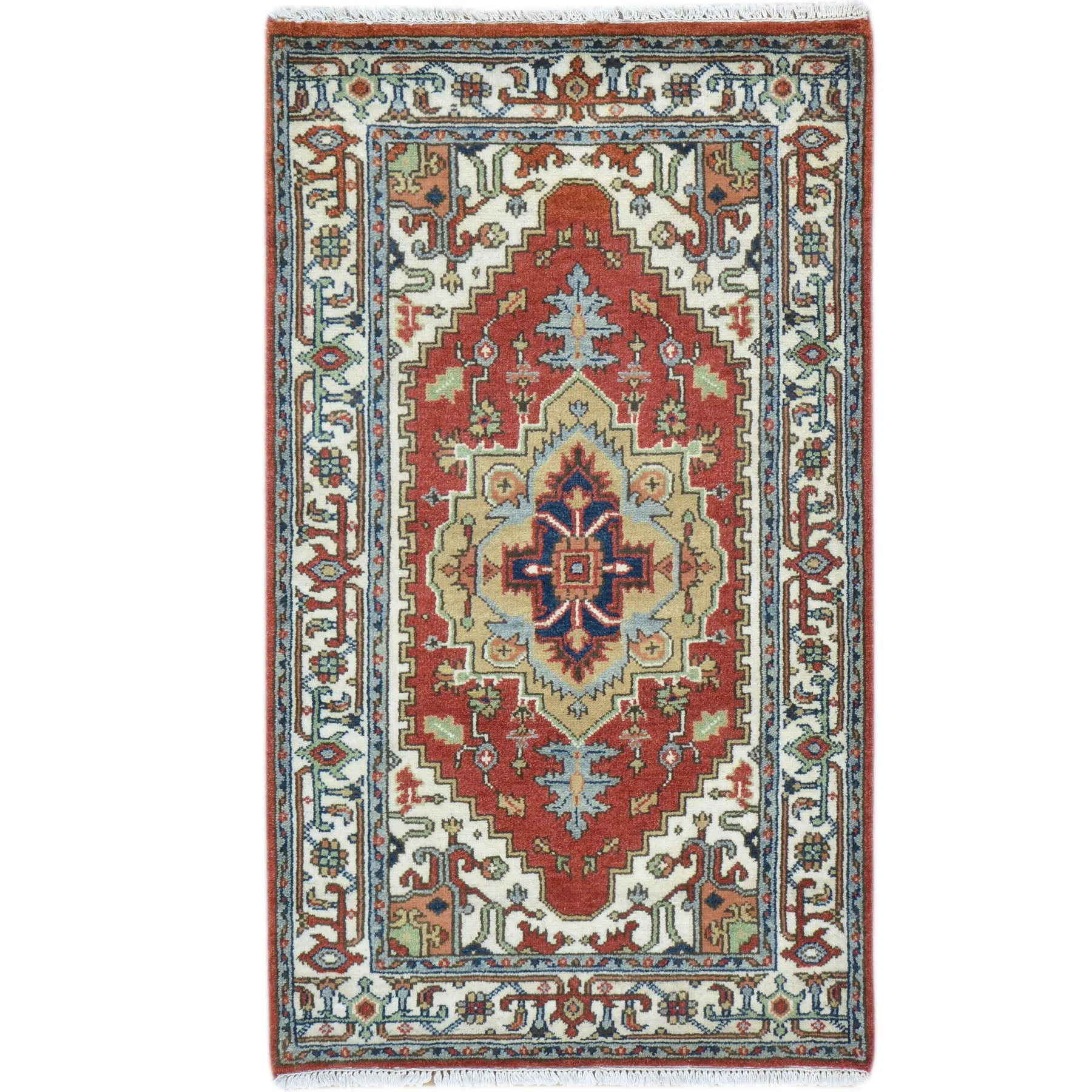 Hand-Knotted Fine Oriental Serapi Heriz Wool Handmade Rug (Size 2.11 X 5.1) Brral-2505