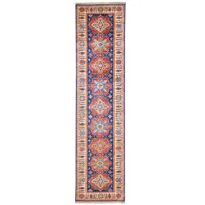 Hand-Knotted Fine Super Kazak Tribal Handmade 100% Wool Rug (Size 2.7 X 10.3) Brral-4671