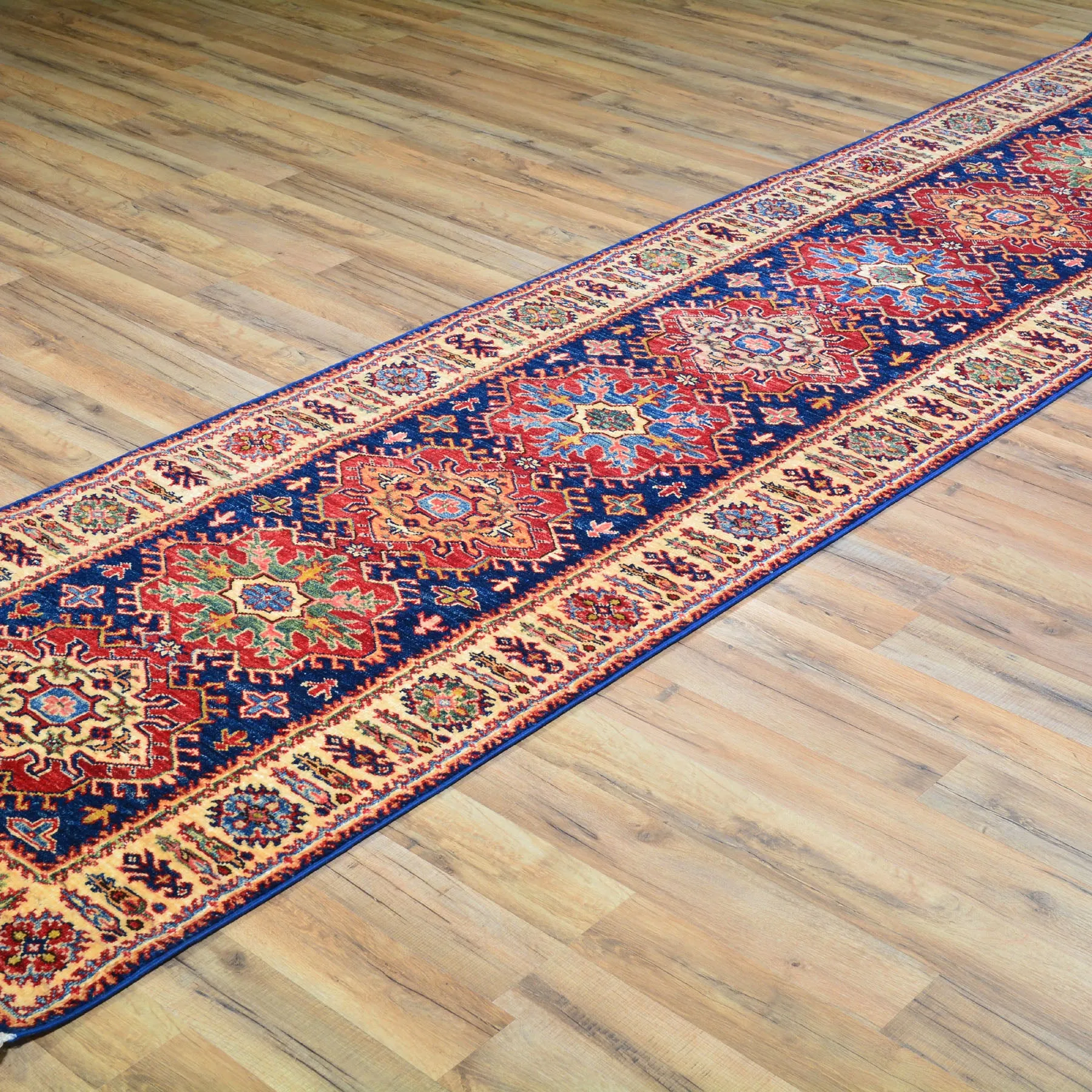 Hand-Knotted Fine Super Kazak Tribal Handmade 100% Wool Rug (Size 2.7 X 10.3) Brral-4671