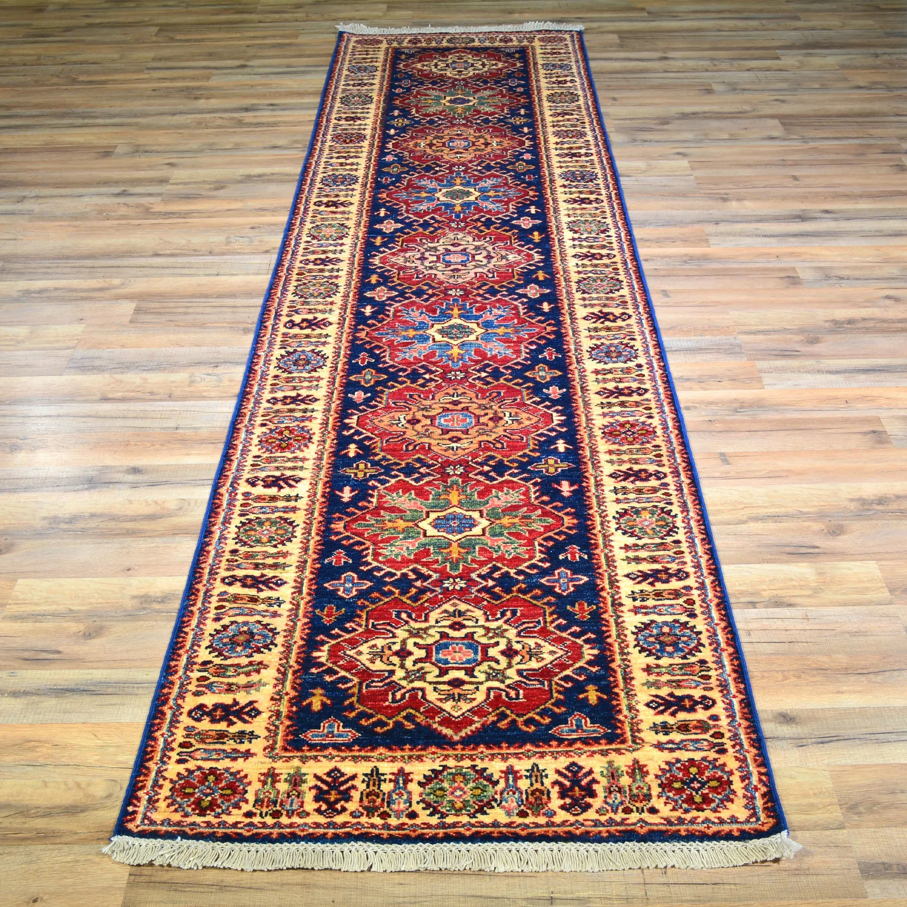 Hand-Knotted Fine Super Kazak Tribal Handmade 100% Wool Rug (Size 2.7 X 10.3) Brral-4671