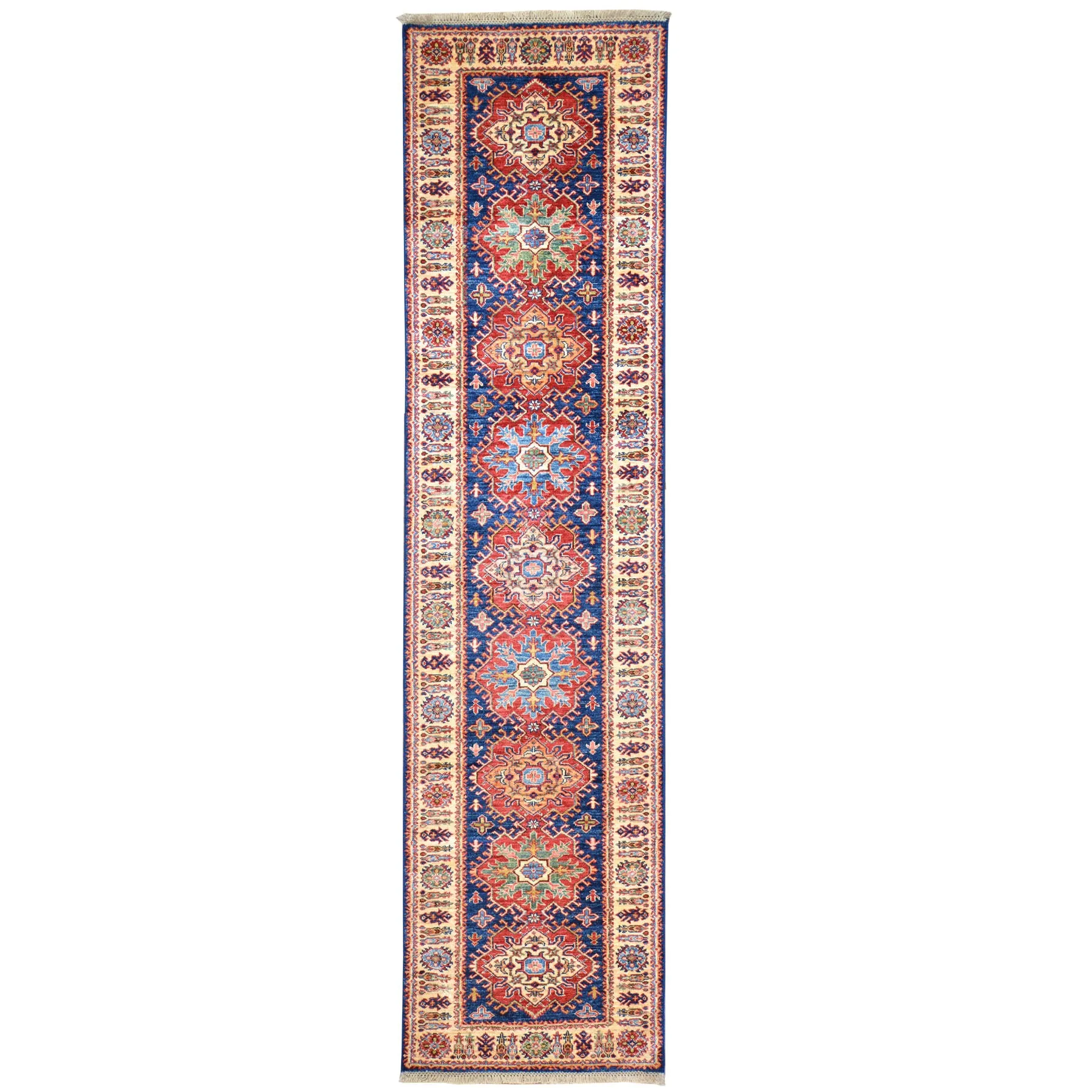 Hand-Knotted Fine Super Kazak Tribal Handmade 100% Wool Rug (Size 2.7 X 10.3) Brral-4671