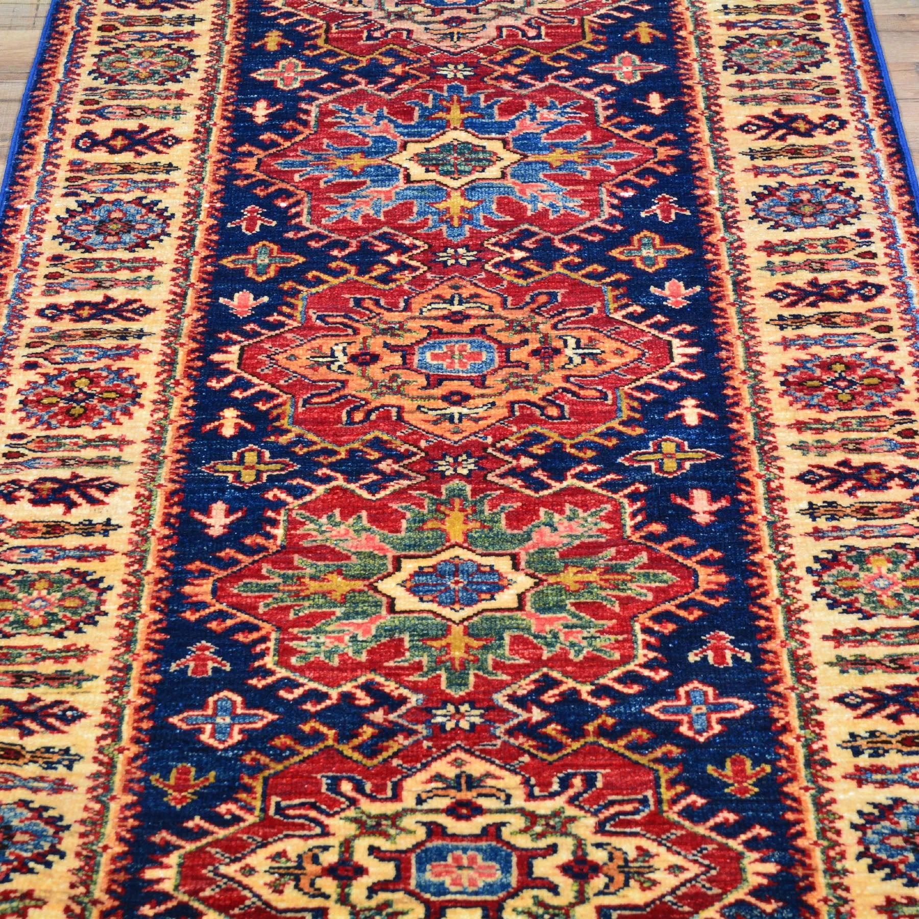 Hand-Knotted Fine Super Kazak Tribal Handmade 100% Wool Rug (Size 2.7 X 10.3) Brral-4671