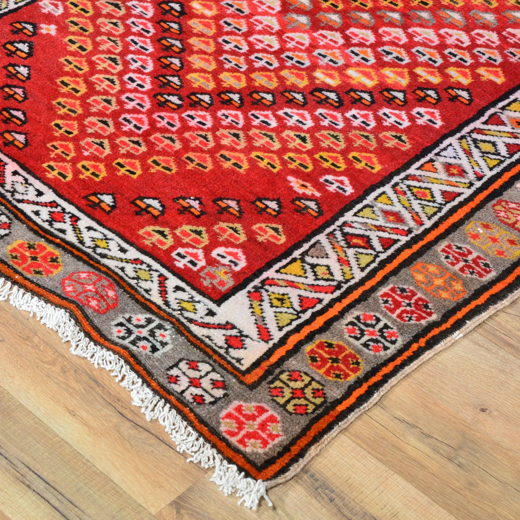 Hand-Knotted Old Turkish Tribal Design 100% Wool Rug (Size 3.4 X 12.8) Cwral-6774