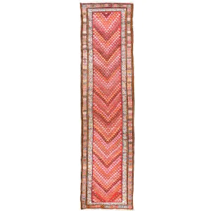 Hand-Knotted Old Turkish Tribal Design 100% Wool Rug (Size 3.4 X 12.8) Cwral-6774