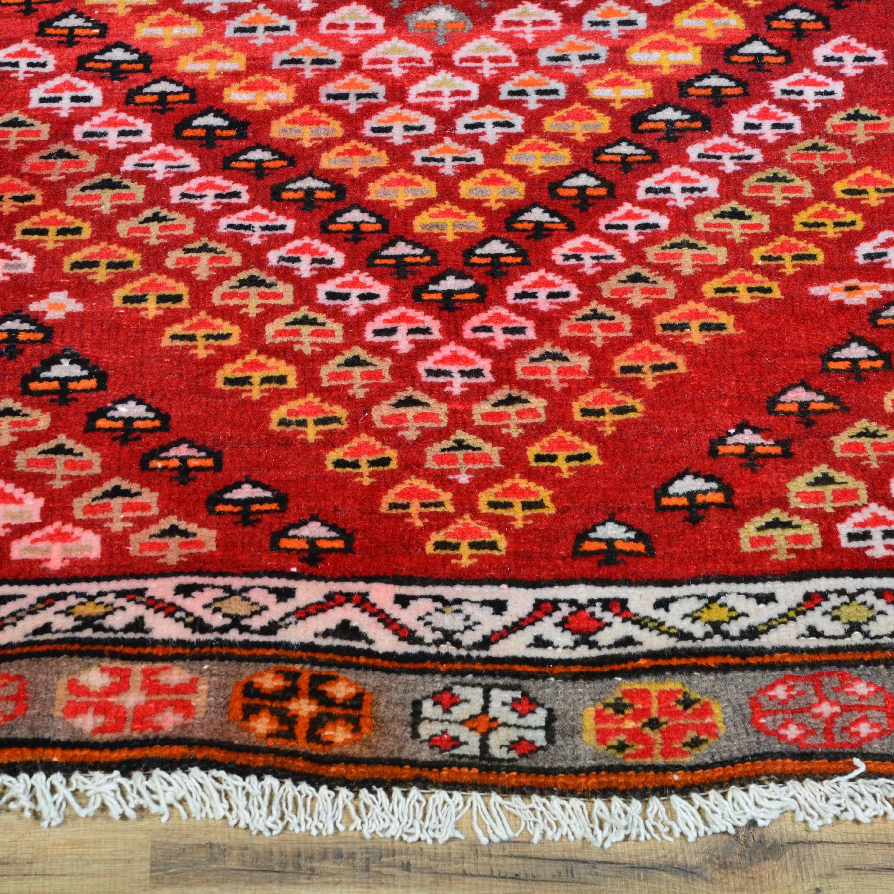 Hand-Knotted Old Turkish Tribal Design 100% Wool Rug (Size 3.4 X 12.8) Cwral-6774