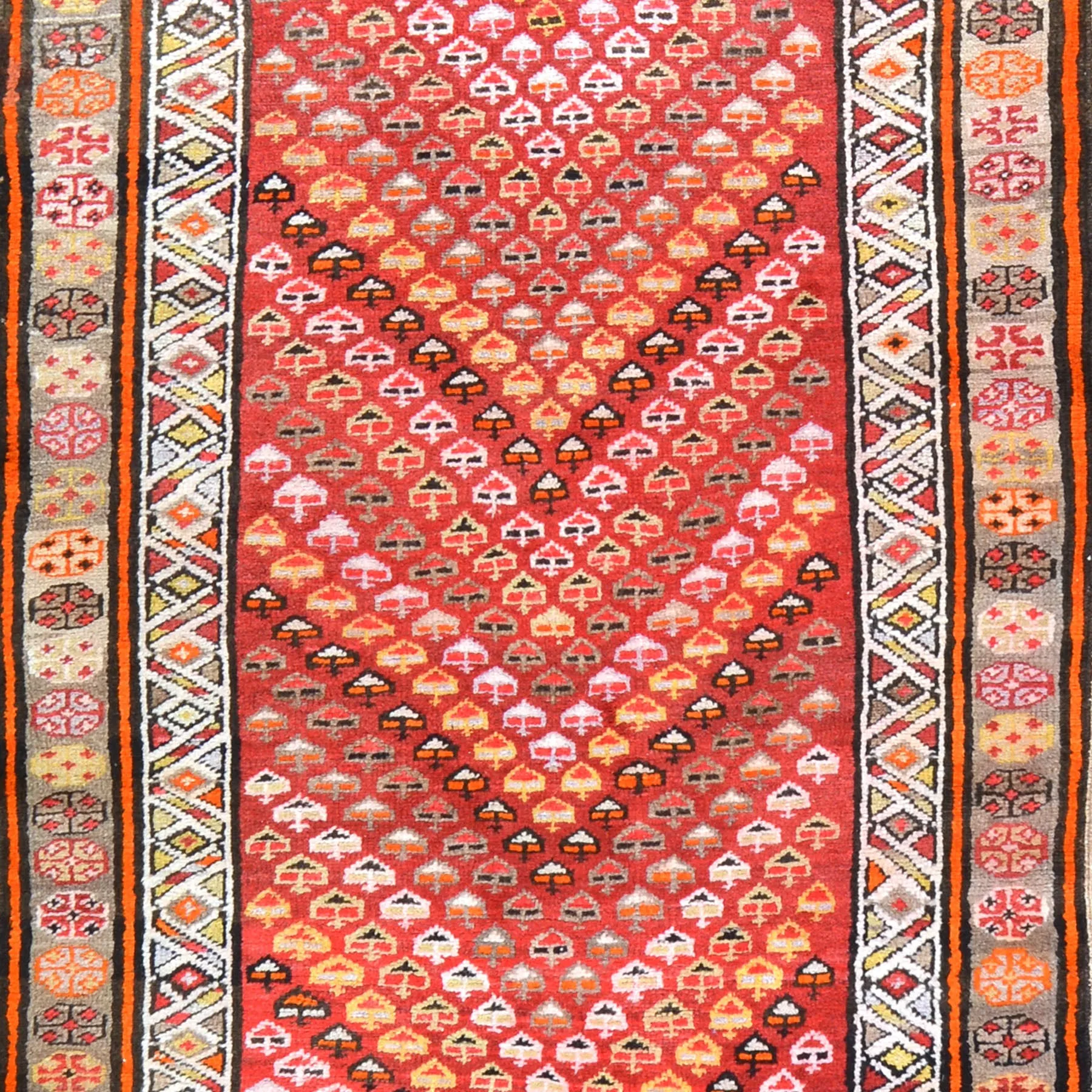 Hand-Knotted Old Turkish Tribal Design 100% Wool Rug (Size 3.4 X 12.8) Cwral-6774