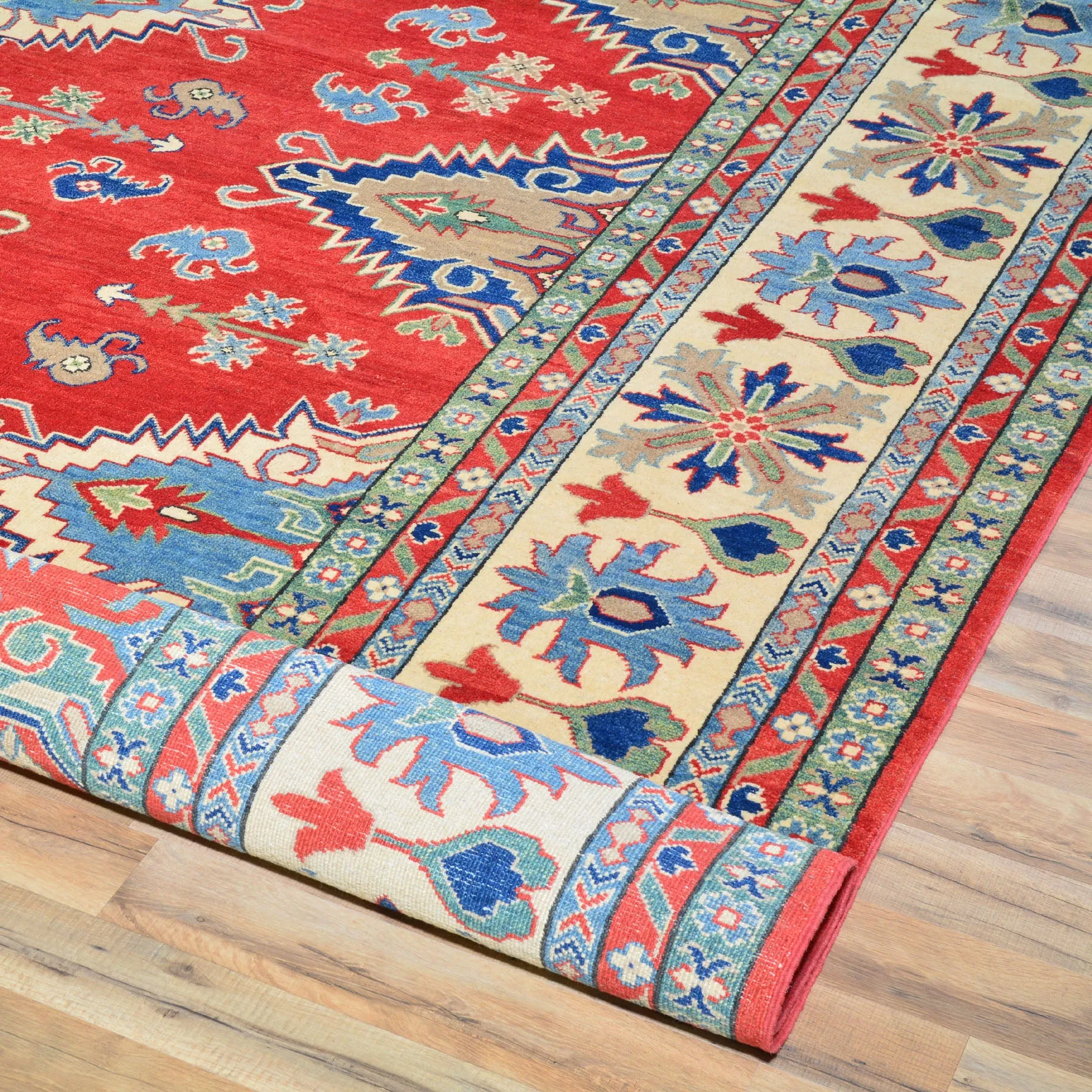 Hand-Knotted Oriental Kazak Design Wool Rug (Size 9.10 X 14.3) Brrsf-552