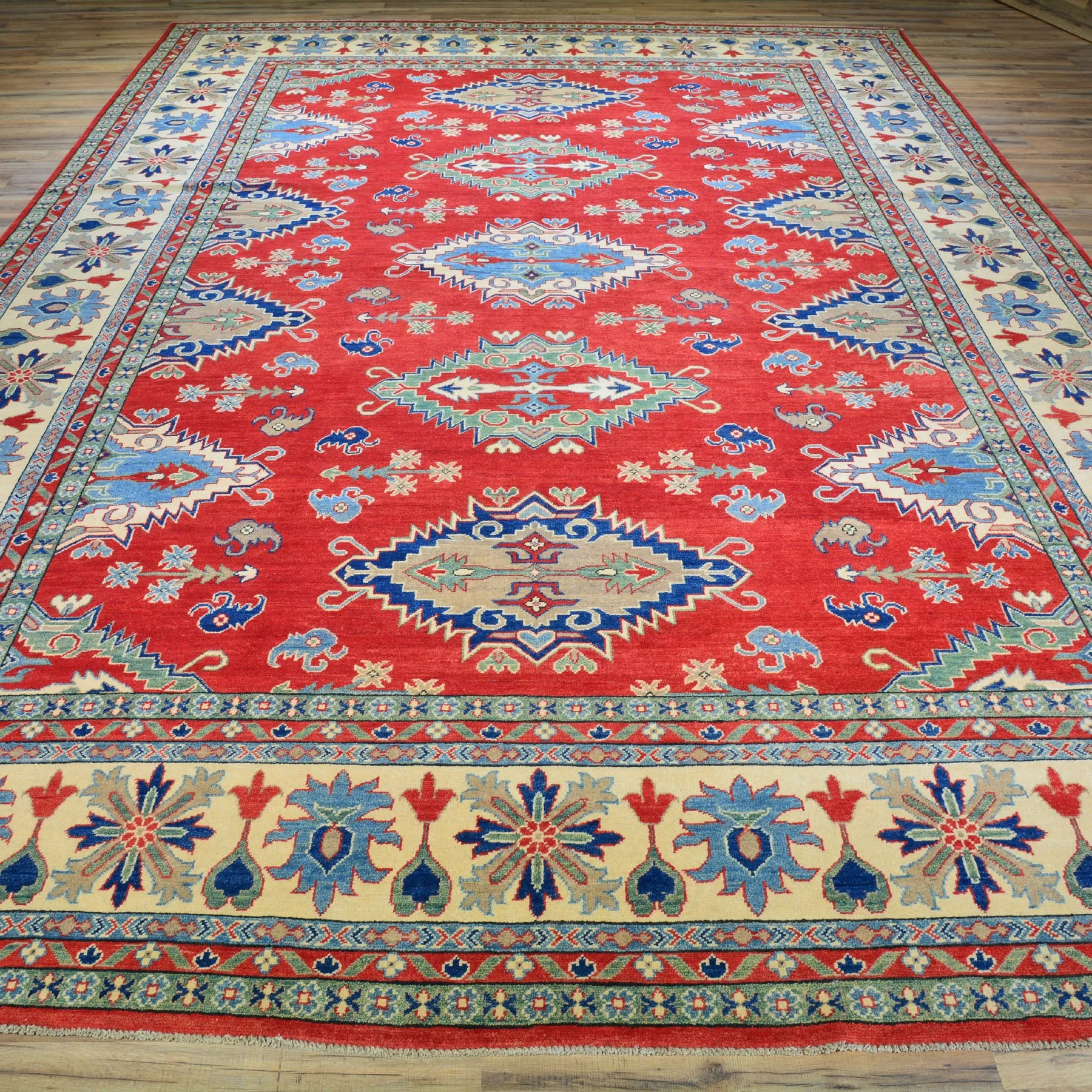 Hand-Knotted Oriental Kazak Design Wool Rug (Size 9.10 X 14.3) Brrsf-552