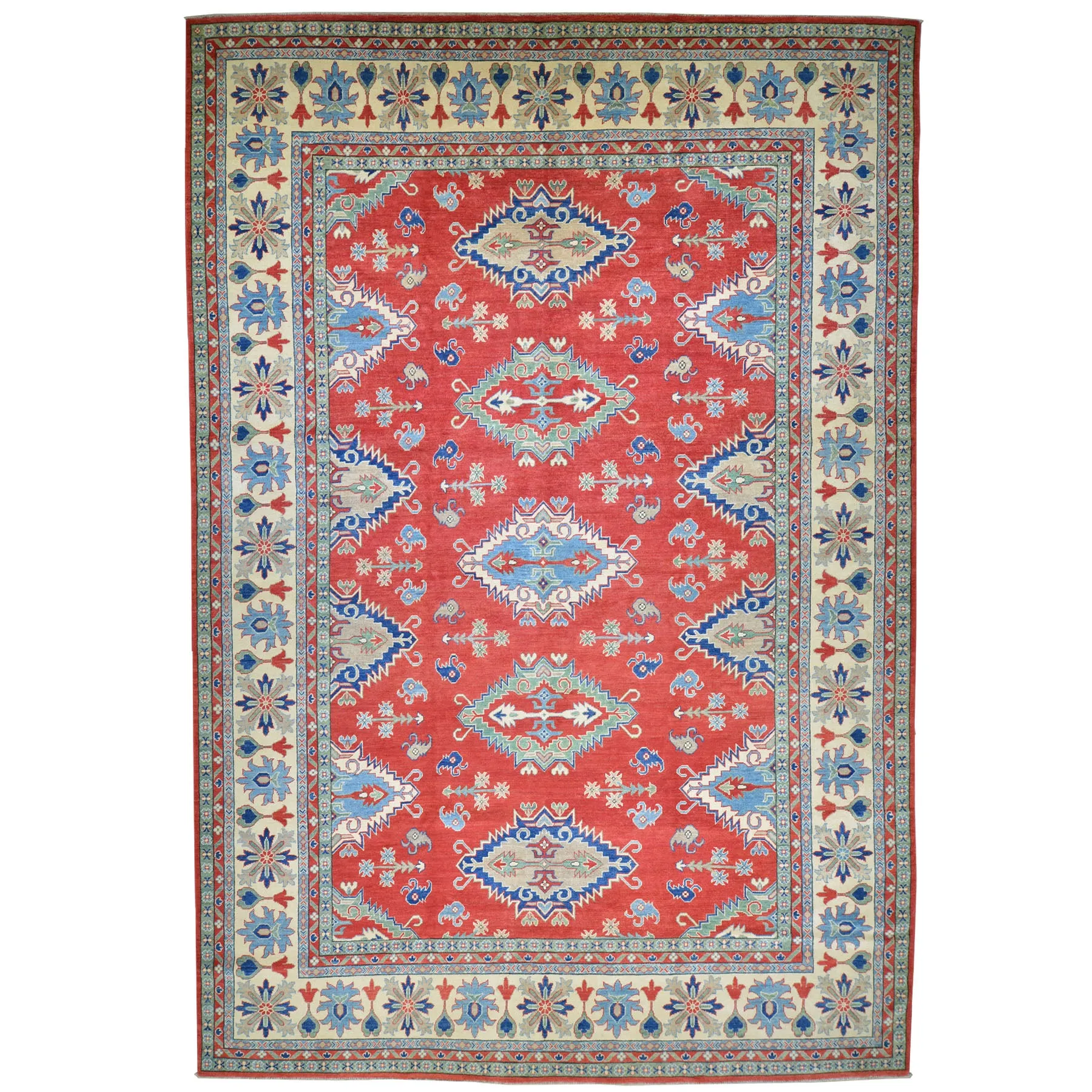 Hand-Knotted Oriental Kazak Design Wool Rug (Size 9.10 X 14.3) Brrsf-552
