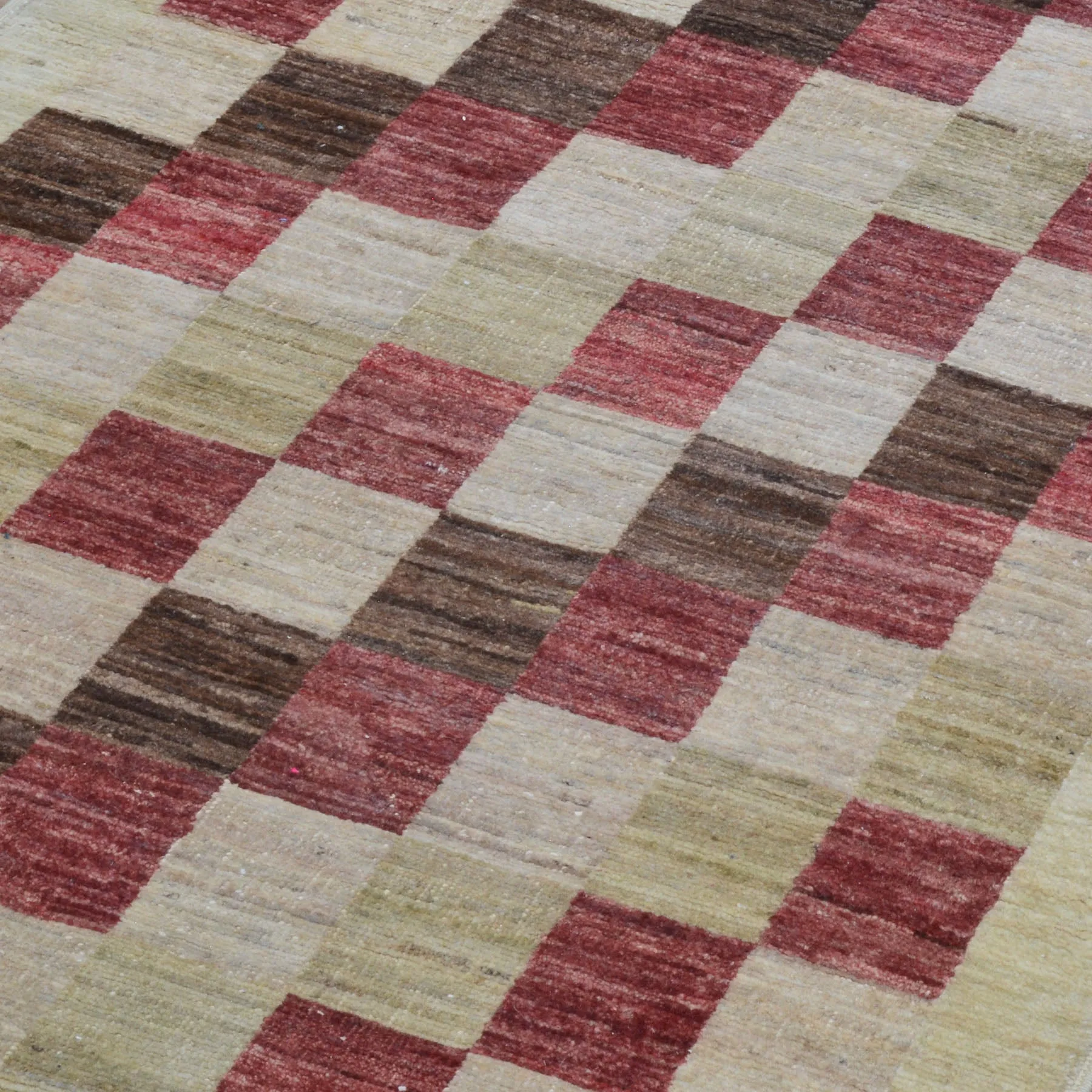 Hand-Knotted Peshawar Gabbeh Checker Design Oriental Handmade Rug (Size 2.6X9.7) Cwral-10155