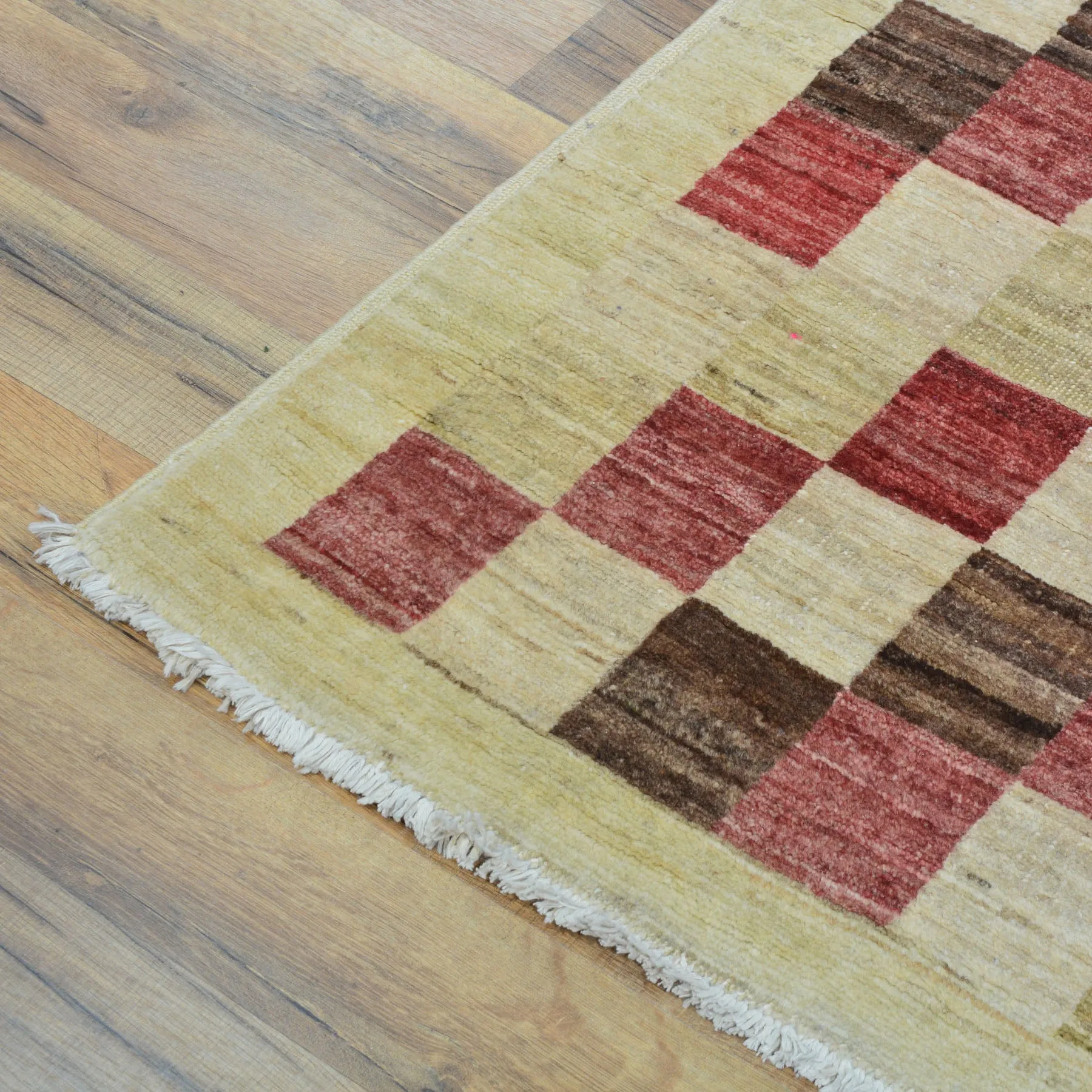 Hand-Knotted Peshawar Gabbeh Checker Design Oriental Handmade Rug (Size 2.6X9.7) Cwral-10155