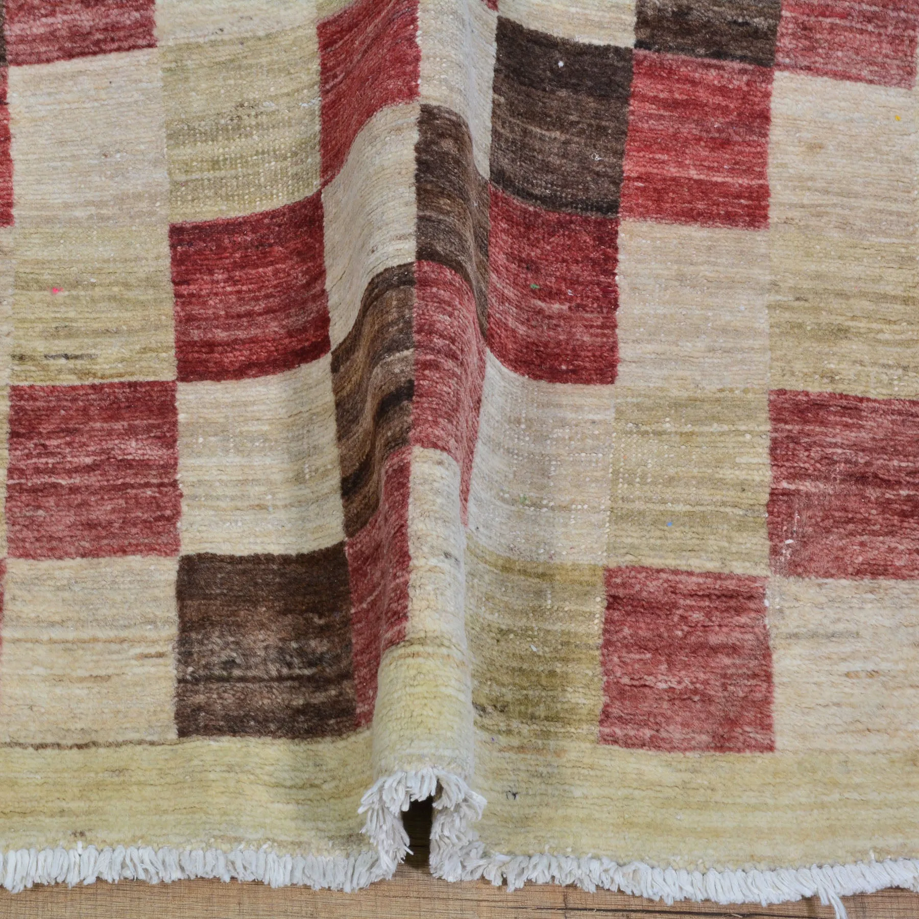 Hand-Knotted Peshawar Gabbeh Checker Design Oriental Handmade Rug (Size 2.6X9.7) Cwral-10155