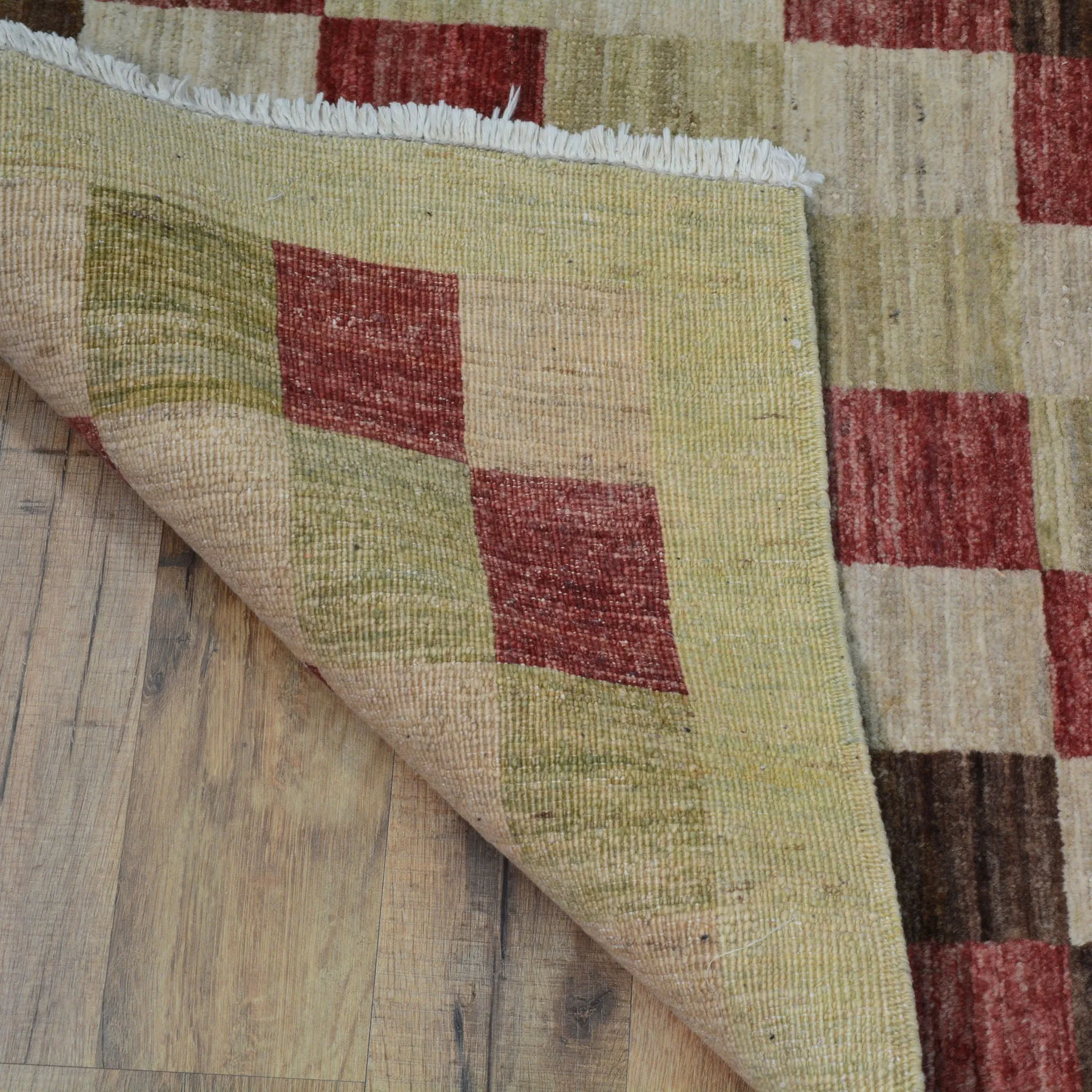 Hand-Knotted Peshawar Gabbeh Checker Design Oriental Handmade Rug (Size 2.6X9.7) Cwral-10155
