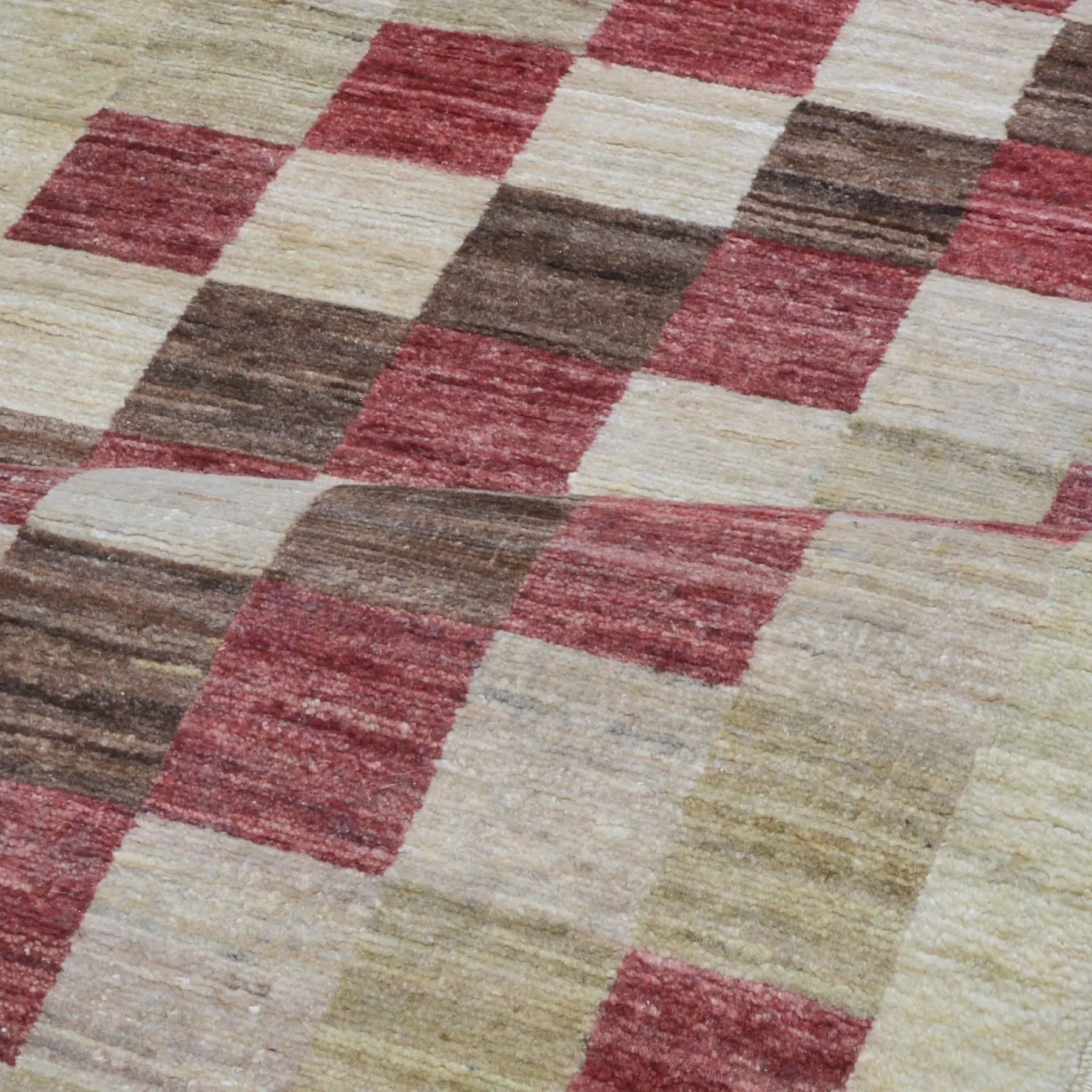 Hand-Knotted Peshawar Gabbeh Checker Design Oriental Handmade Rug (Size 2.6X9.7) Cwral-10155