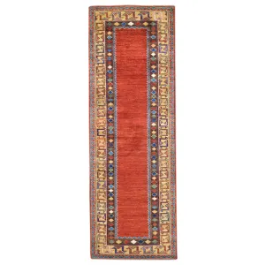 Hand-Knotted Red Caucasian Kazak Design 100% Wool Rug (Size 2.8 X 9.11) Cwral-9669
