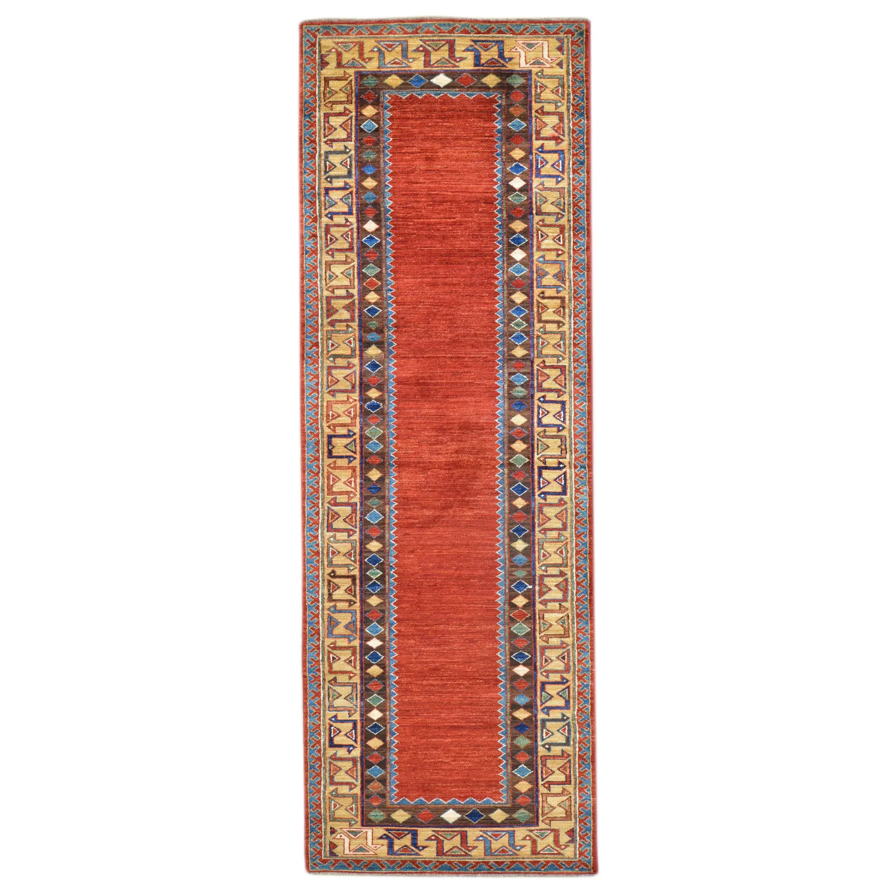 Hand-Knotted Red Caucasian Kazak Design 100% Wool Rug (Size 2.8 X 9.11) Cwral-9669
