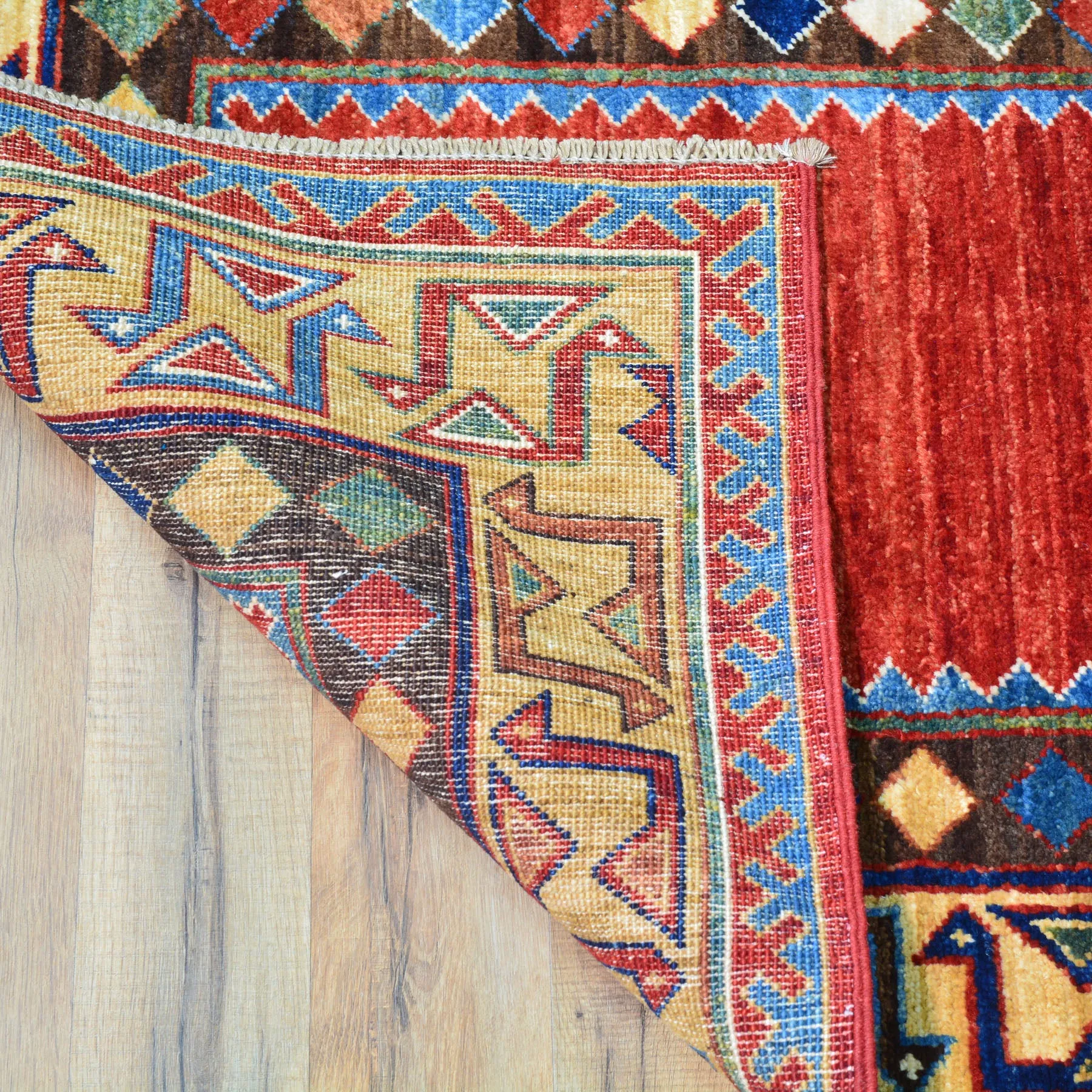 Hand-Knotted Red Caucasian Kazak Design 100% Wool Rug (Size 2.8 X 9.11) Cwral-9669