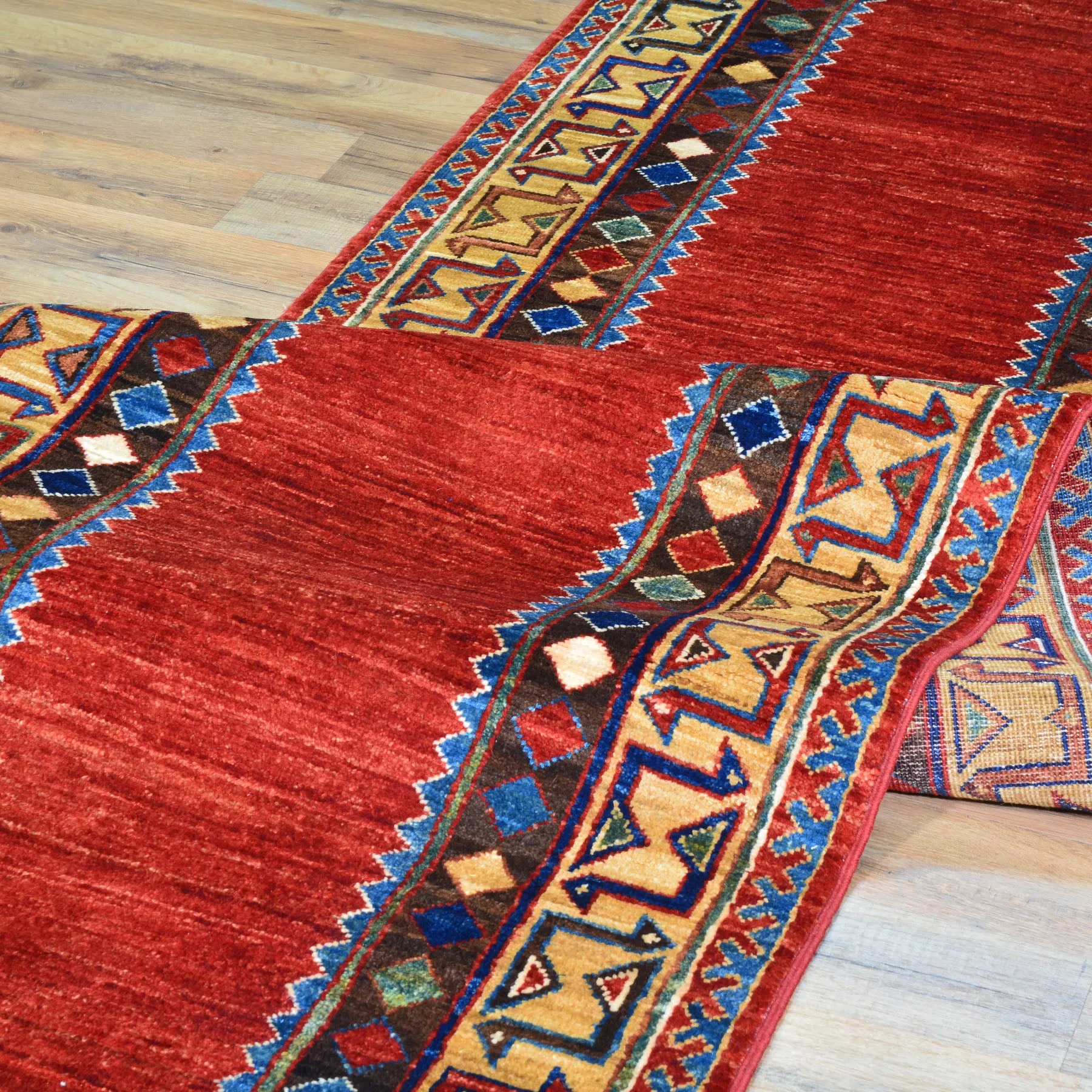 Hand-Knotted Red Caucasian Kazak Design 100% Wool Rug (Size 2.8 X 9.11) Cwral-9669