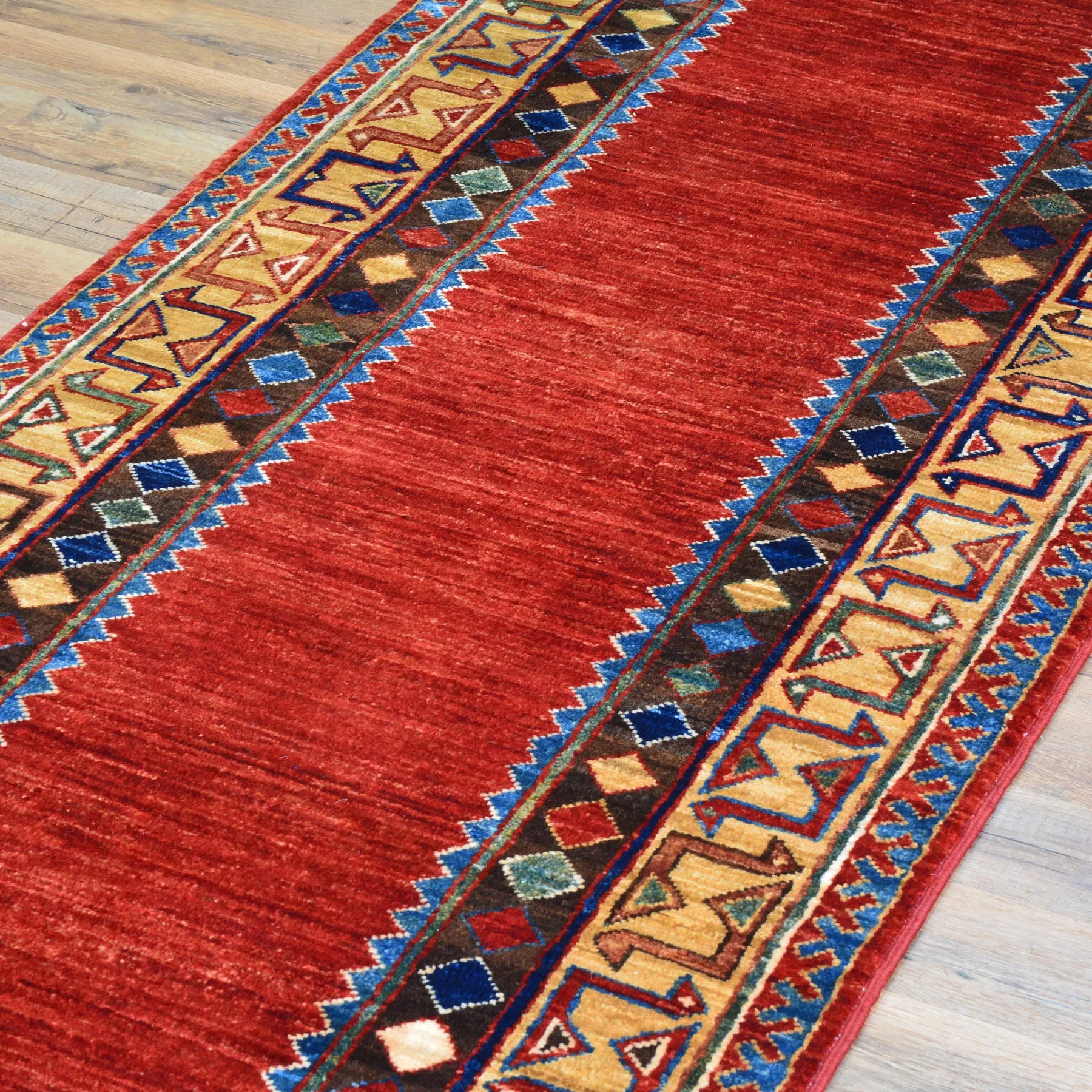 Hand-Knotted Red Caucasian Kazak Design 100% Wool Rug (Size 2.8 X 9.11) Cwral-9669
