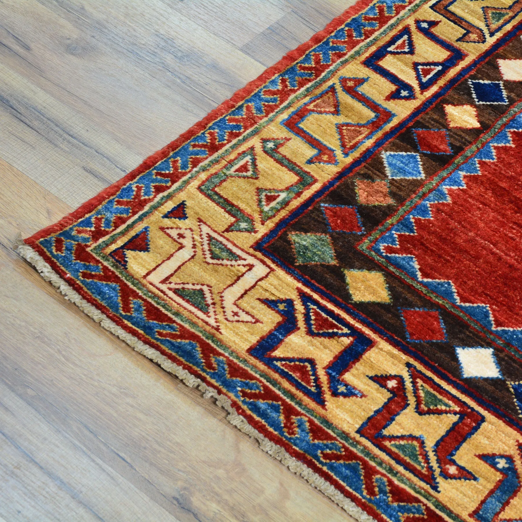 Hand-Knotted Red Caucasian Kazak Design 100% Wool Rug (Size 2.8 X 9.11) Cwral-9669