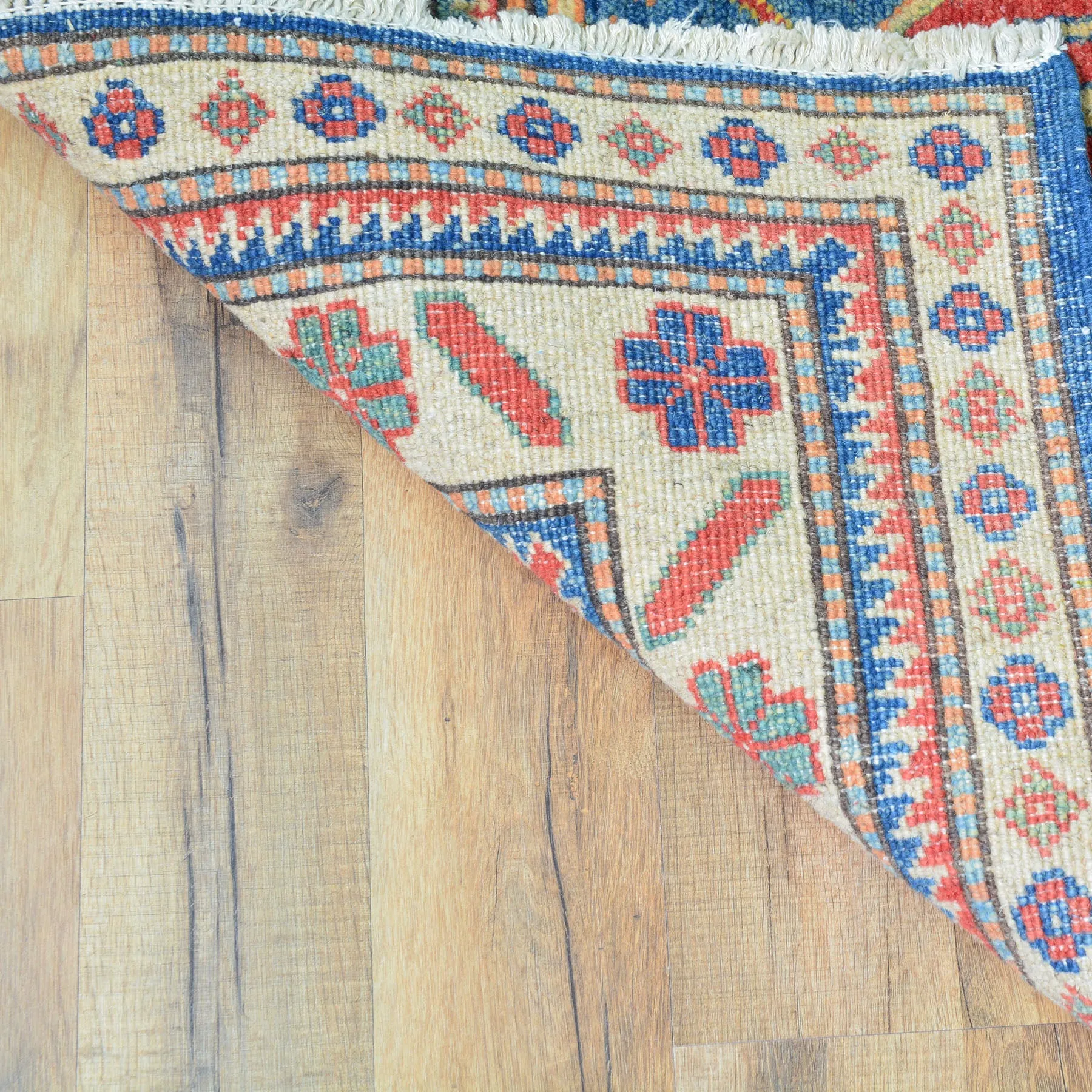 Hand-Knotted Tribal Kazak Caucasian Design 100% Wool Rug (Size 2.8 X 9.9) Brral-1551