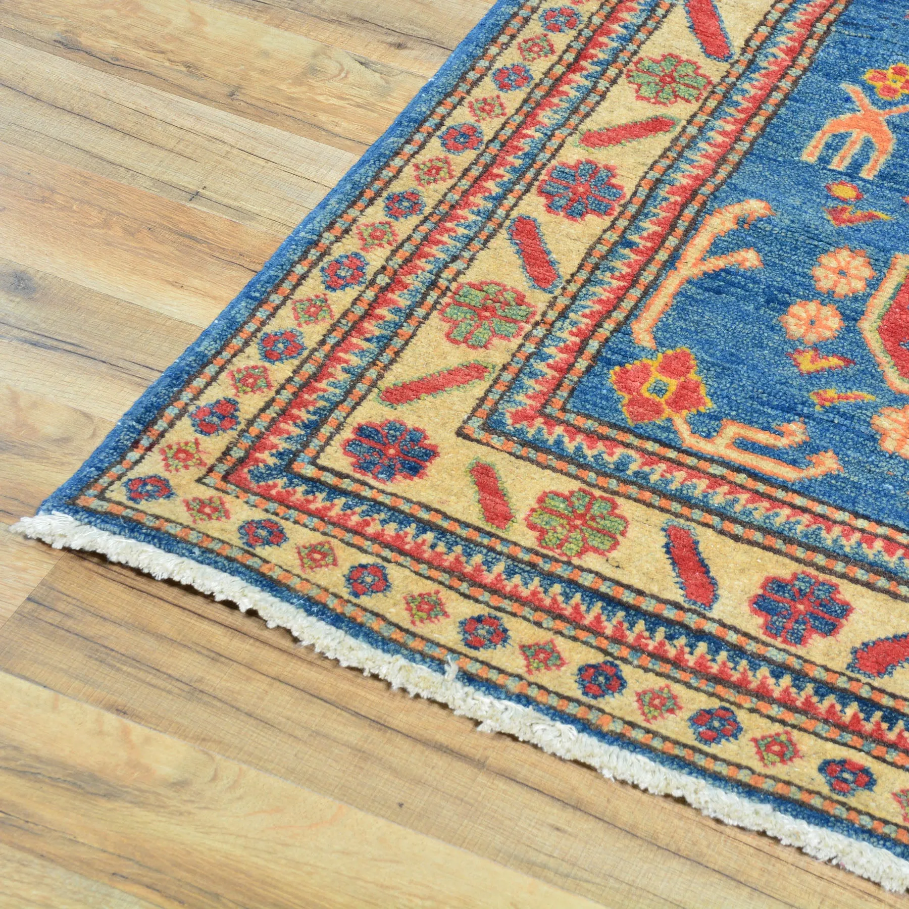 Hand-Knotted Tribal Kazak Caucasian Design 100% Wool Rug (Size 2.8 X 9.9) Brral-1551